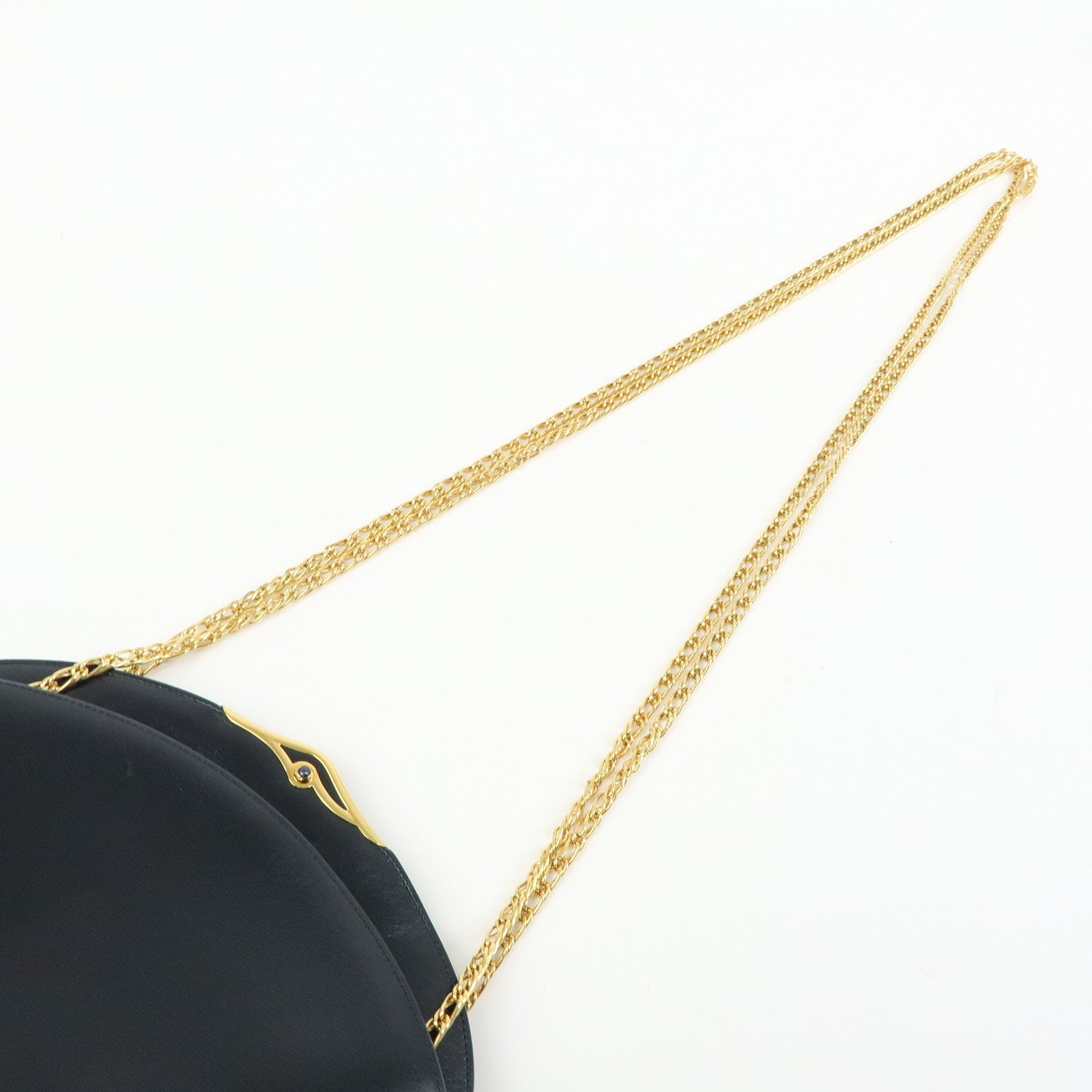 Cartier Sapphire Line Leather Shoulder Bag Crossbody Bag Dark Navy