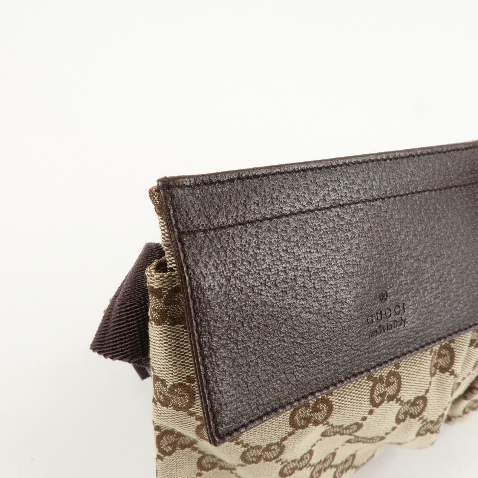 GUCCI GG Canvas Leather Waist Bag Crossbody Bag Beige Brown 28566 Used