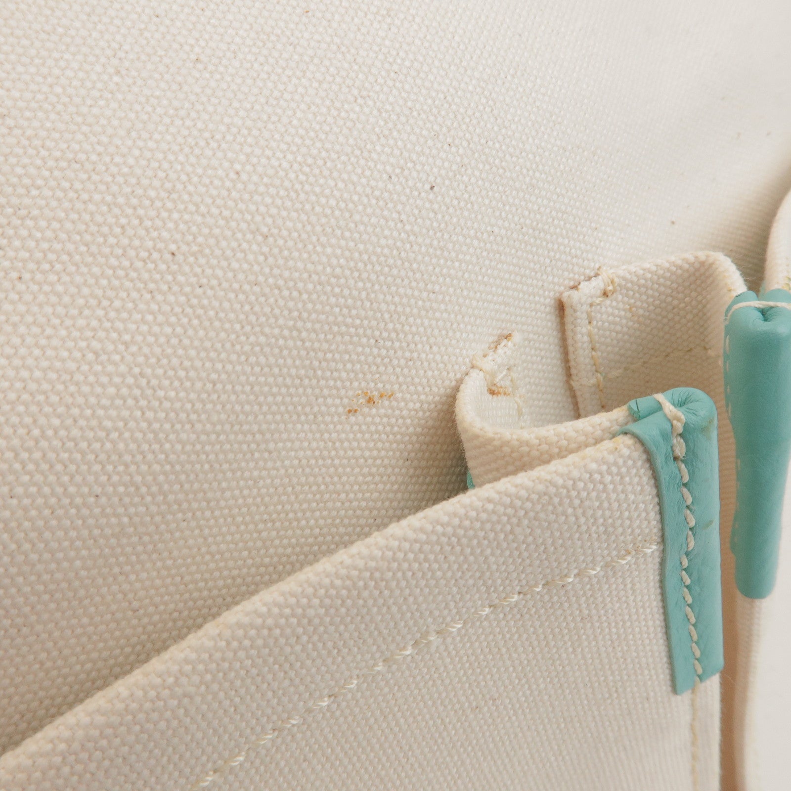 Tiffany & Co Jitney Canvas Leather 2Way Bag Tote Bag Natural Blue