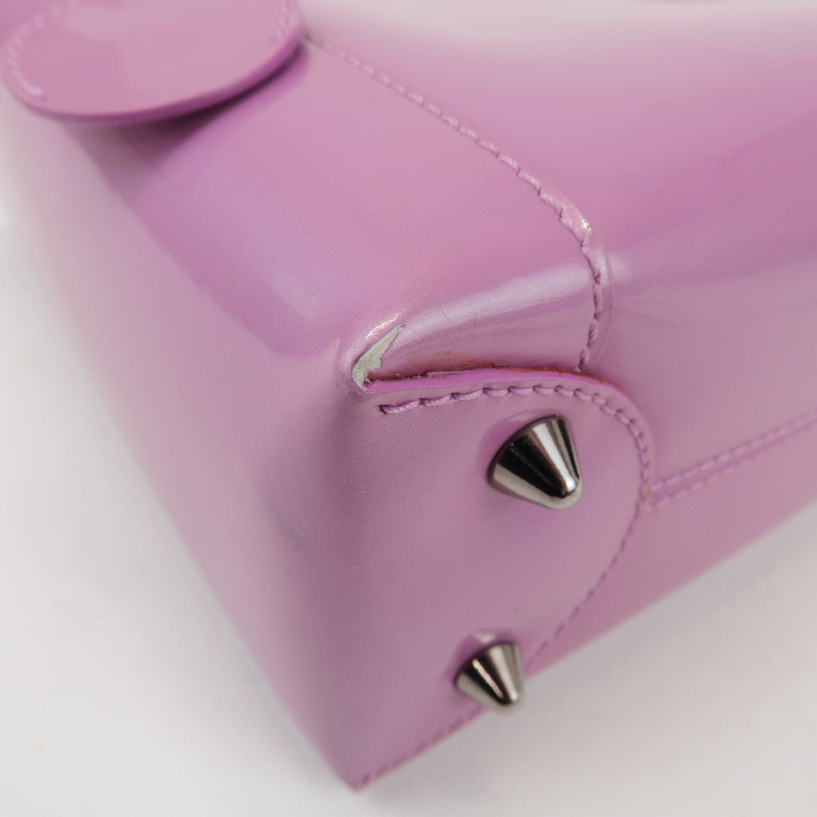Christian Dior Maris Pearl Patent Leather Hand Bag Purple