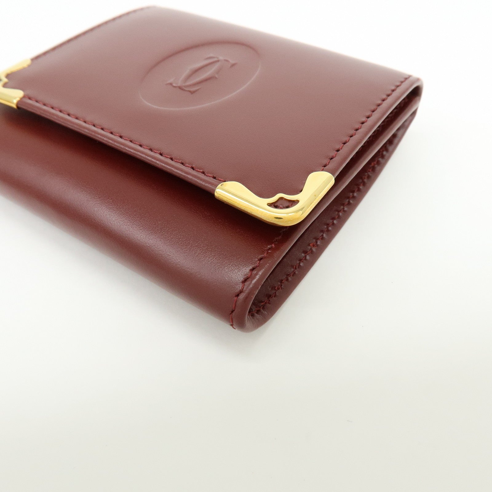 Cartier Must de Cartier Calf Skin Leather Coin Case Bordeaux