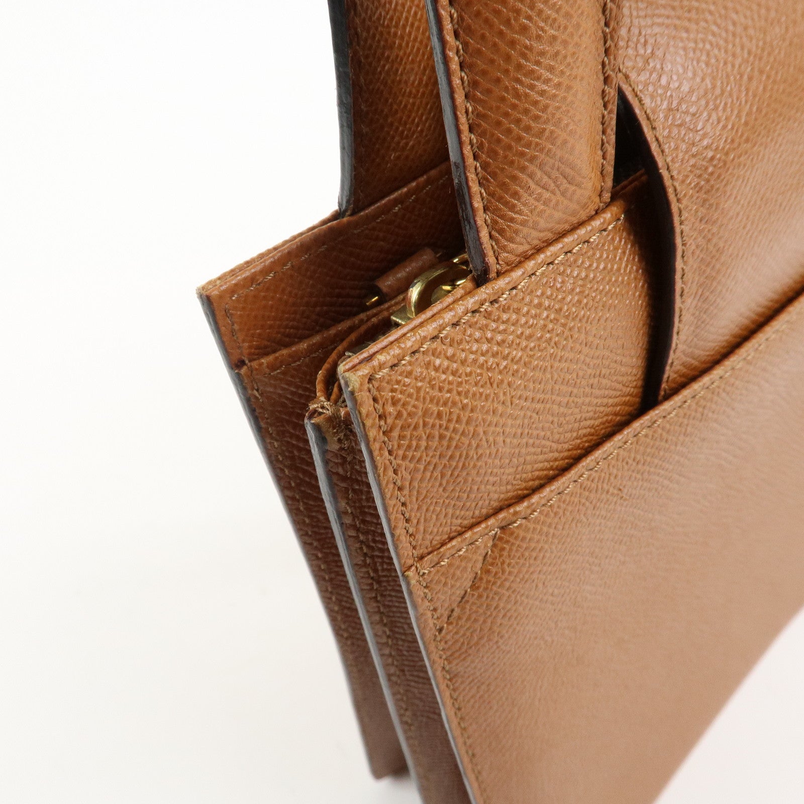 BVLGARI Bvlgari Bvlgari  Leather 2Way Bag Hand Bag Brown Gold Hardware Used