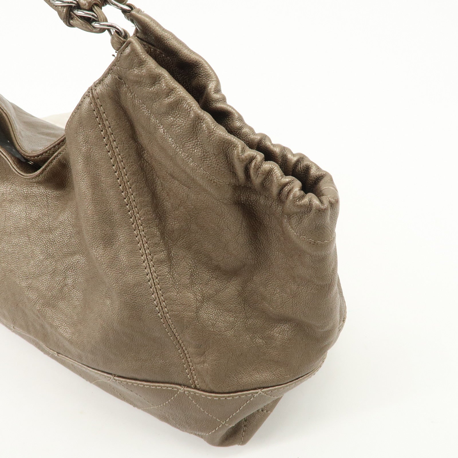 CHANEL COCO Cabas Matelasse Leather Chain Shoulder Bag Brown A33986 Used