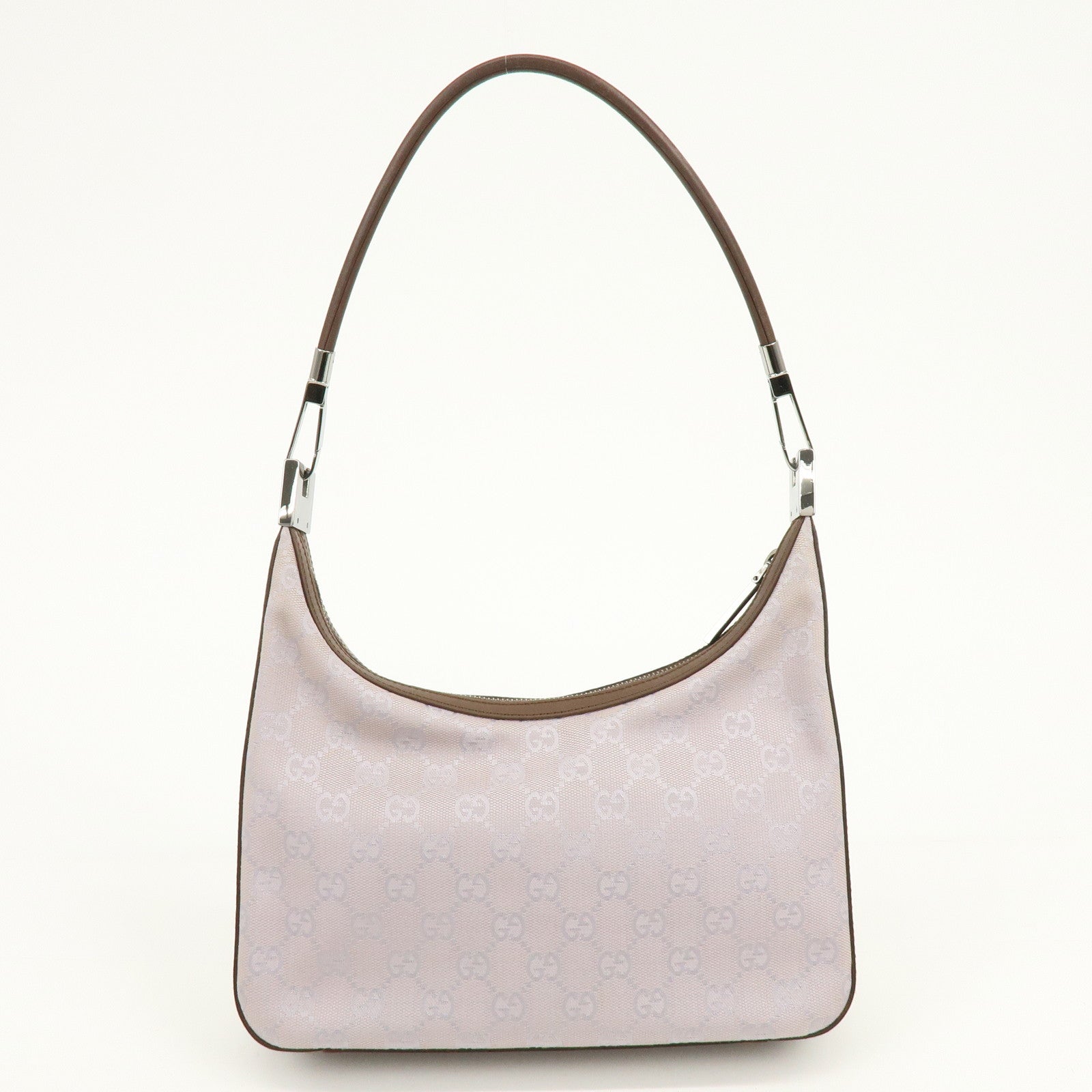 GUCCI GG Canvas Leather Shoulder Bag Hand Bag Purple Brown 01233