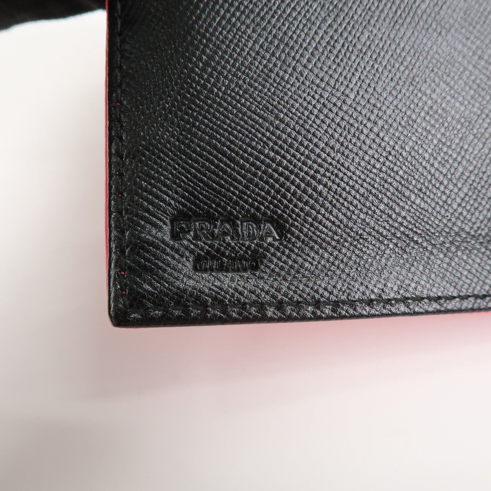 PRADA Triangle Logo Tessuto Nylon Mini Compact Wallet Neon Pink
