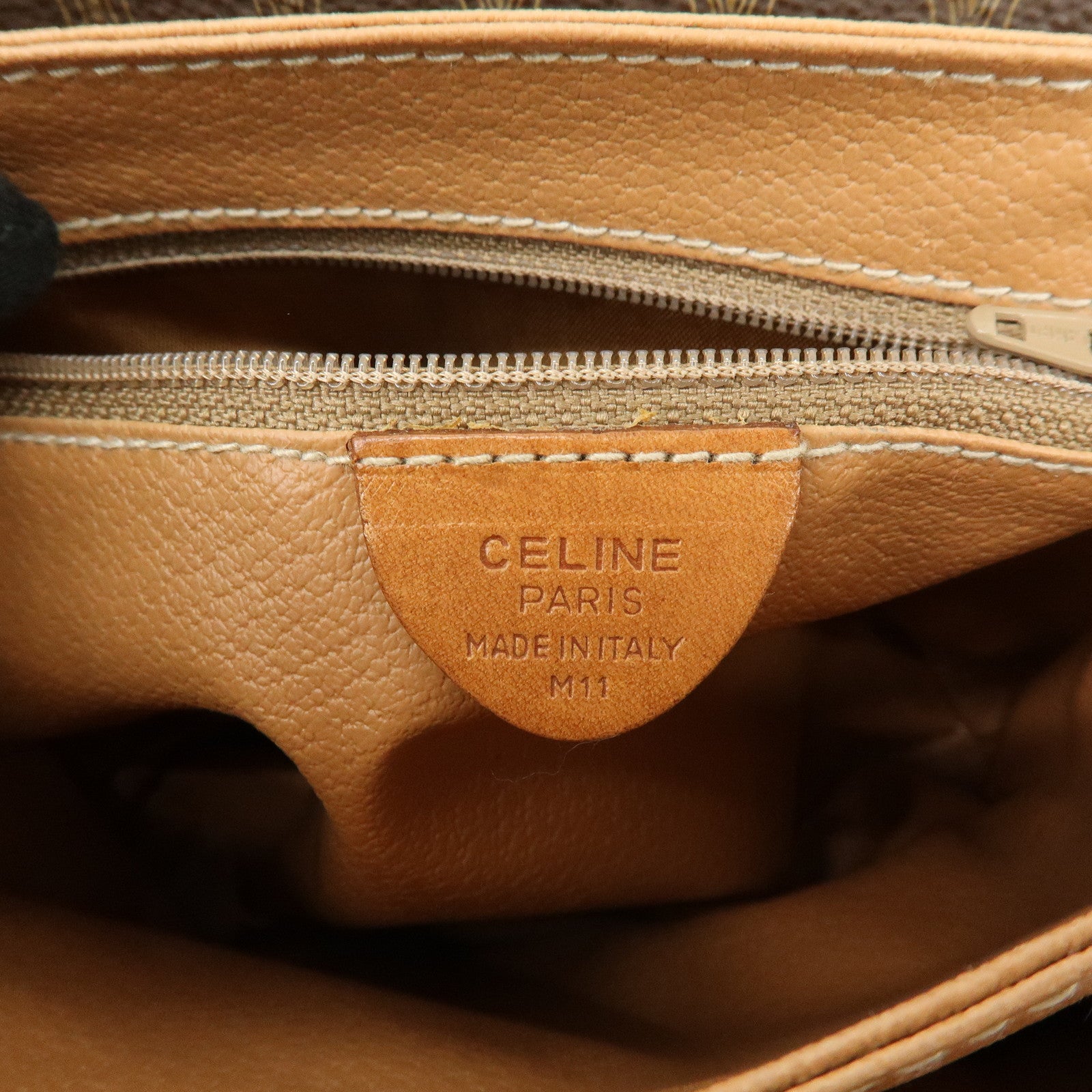 CELINE Macadam PVC Canvas Leather Shoulder Crossbody Bag Brown