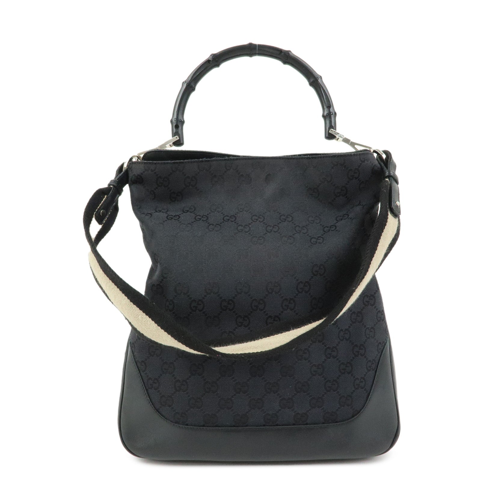 GUCCI Bamboo Sherry GG Canvas 2Way Bag Shoulder Bag Black 001・4058