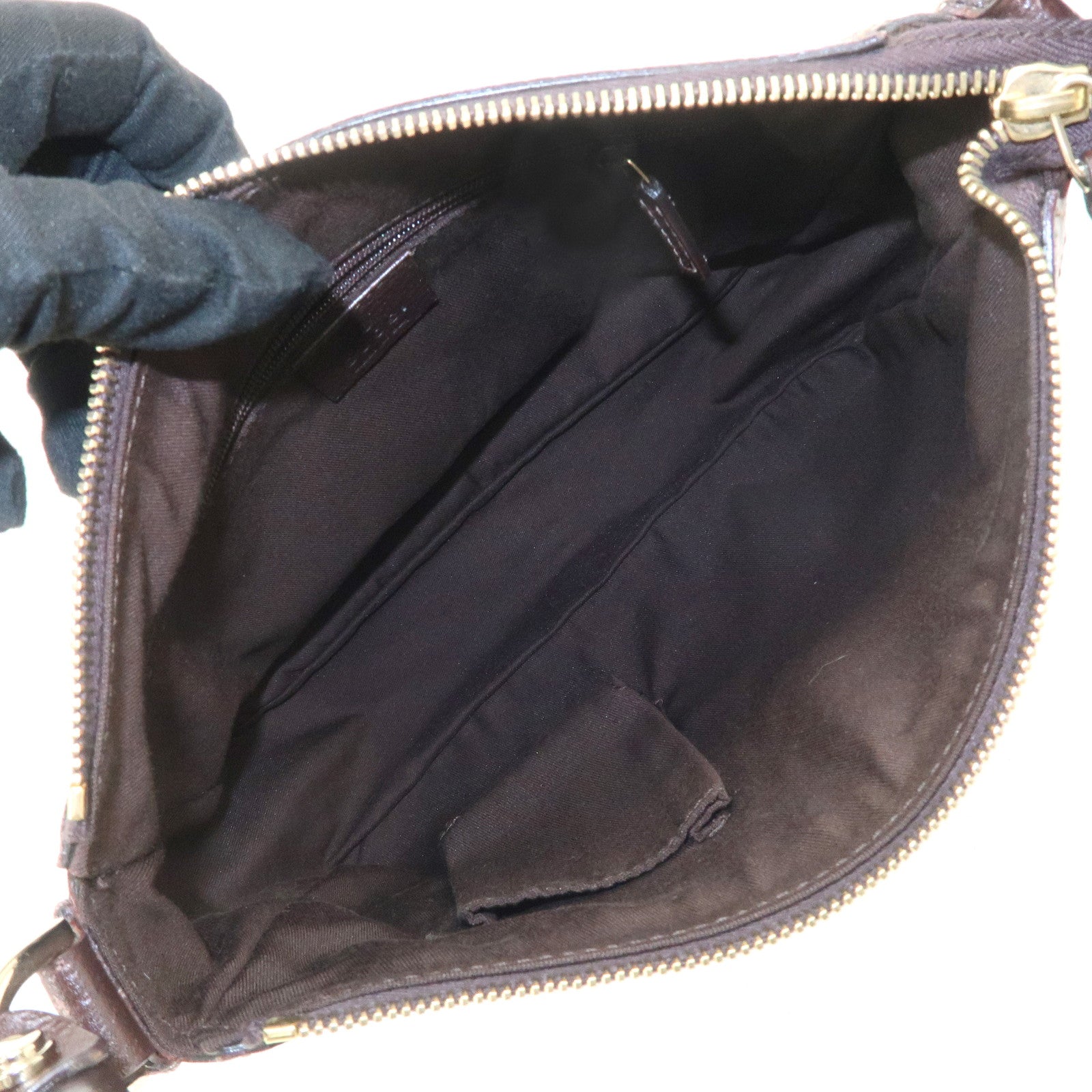 GUCCI GG Canvas Shoulder Bag Hand Bag Beige Brown 146244