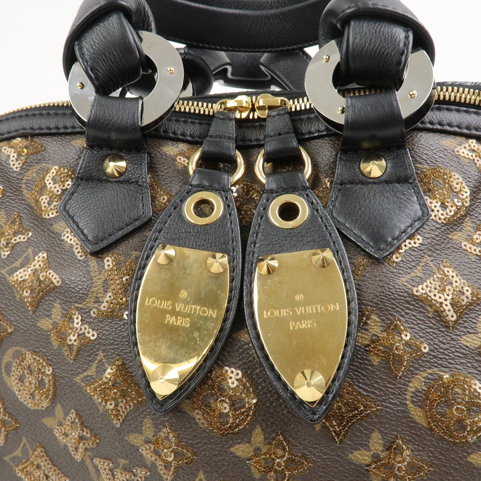 Louis Vuitton Monogram Eclipse Alma Hand Bag Ambre Brown M40245