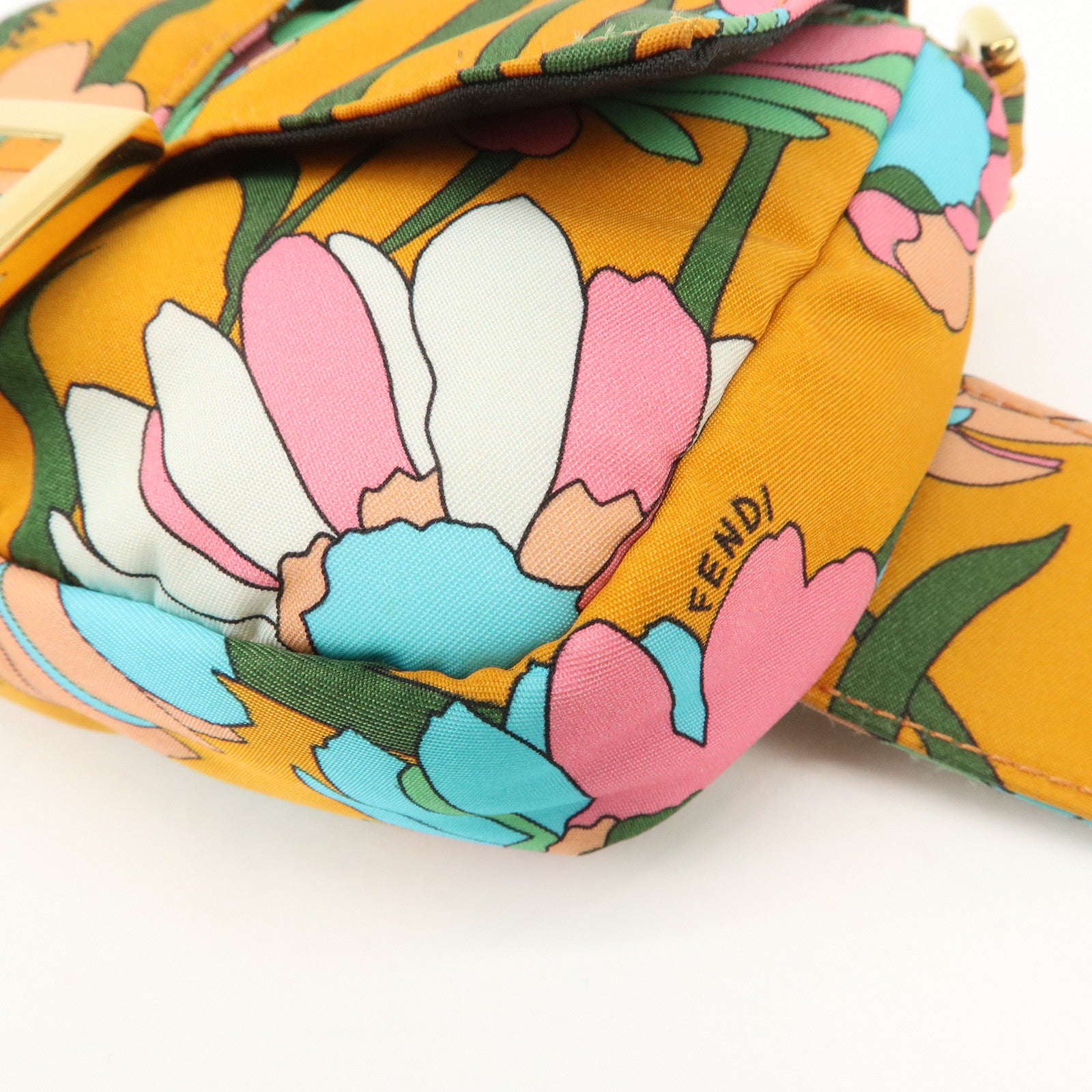 FENDI Bagguette Nylon 2Way Bag Waist Bag Orange Multi Color 8BR782 Used