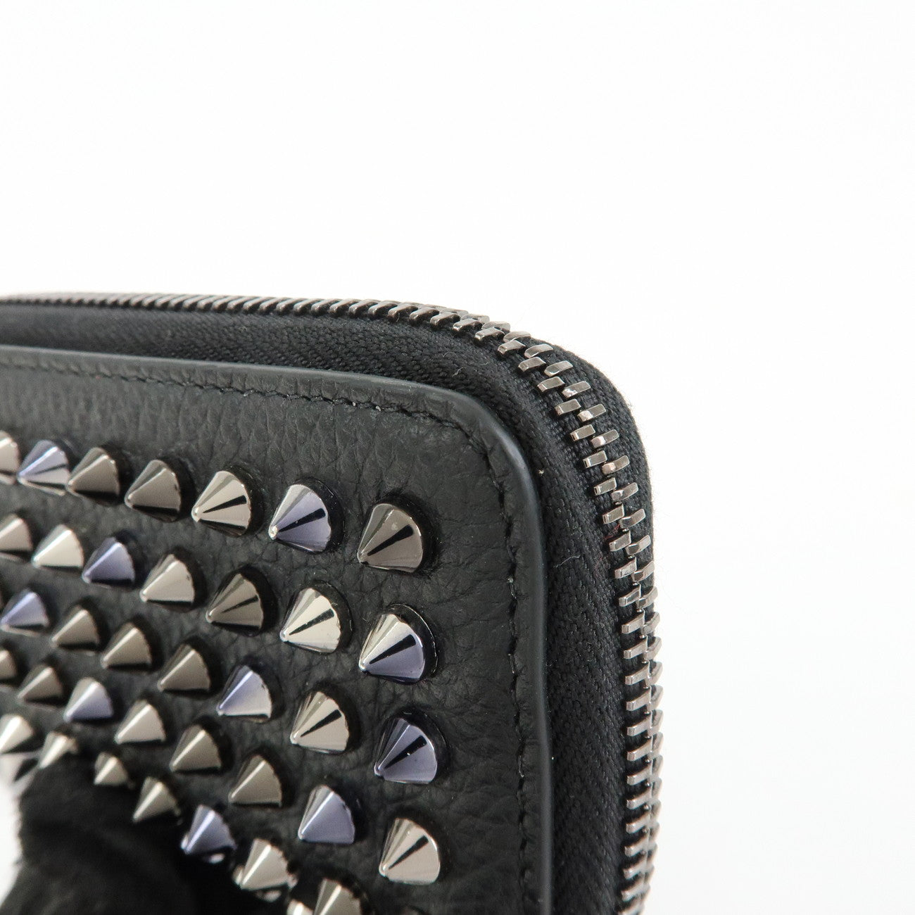 Christian Louboutin Leather Panettone Studs Key Case Black