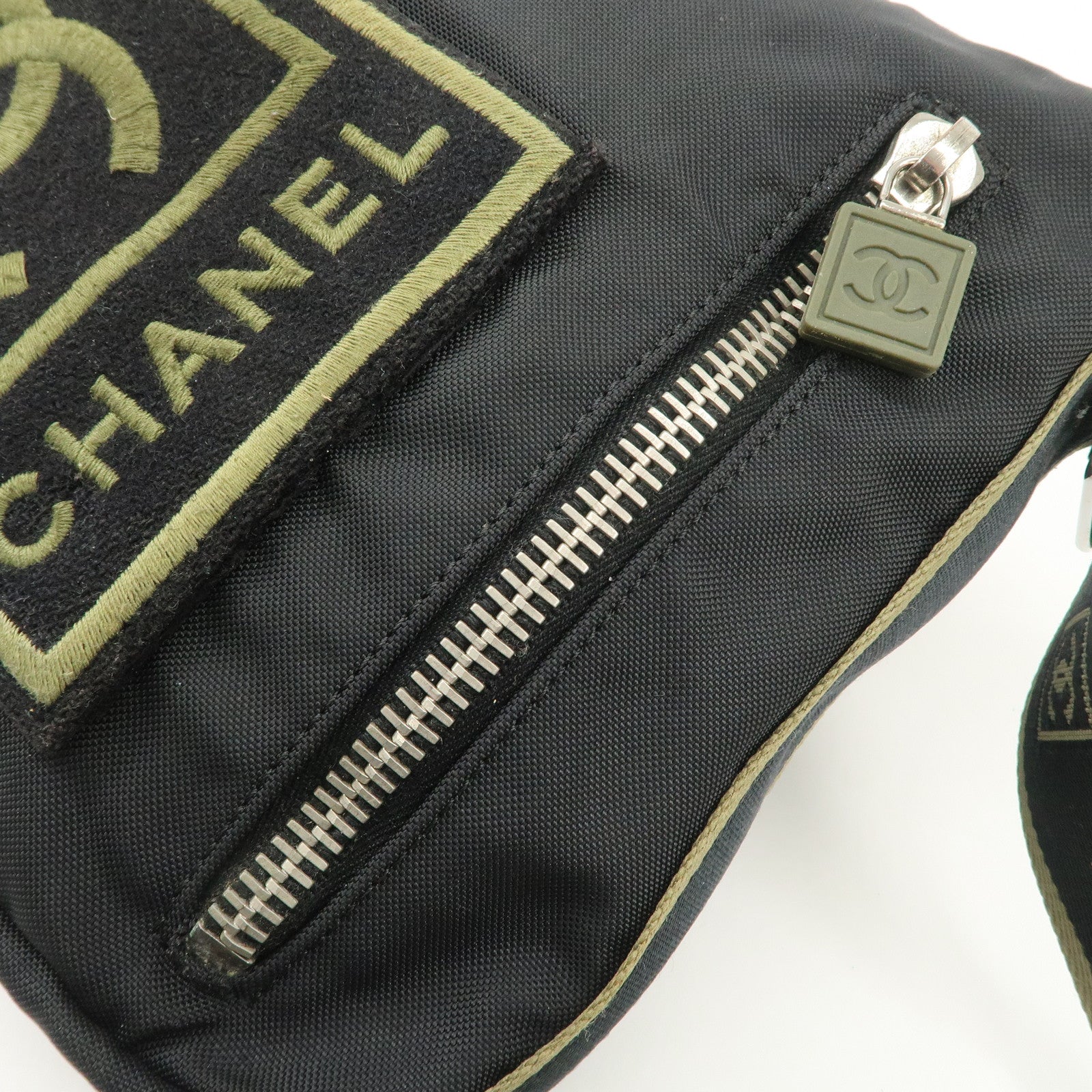 CHANEL Chanel Sports Line Nylon Shoulder Crossbody Bag Khaki 10462052 Used