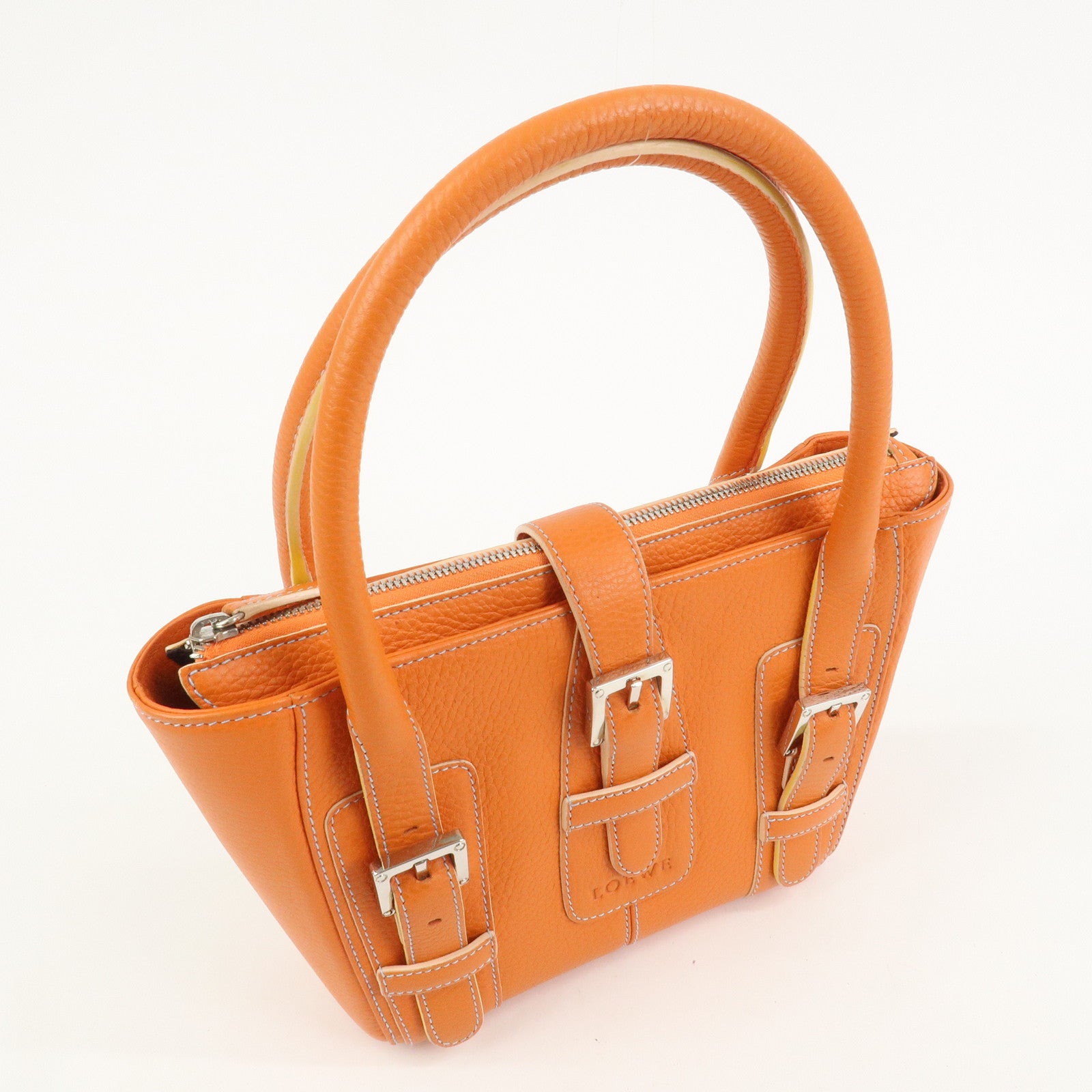 LOEWE Senda Leather Hand Bag Orange