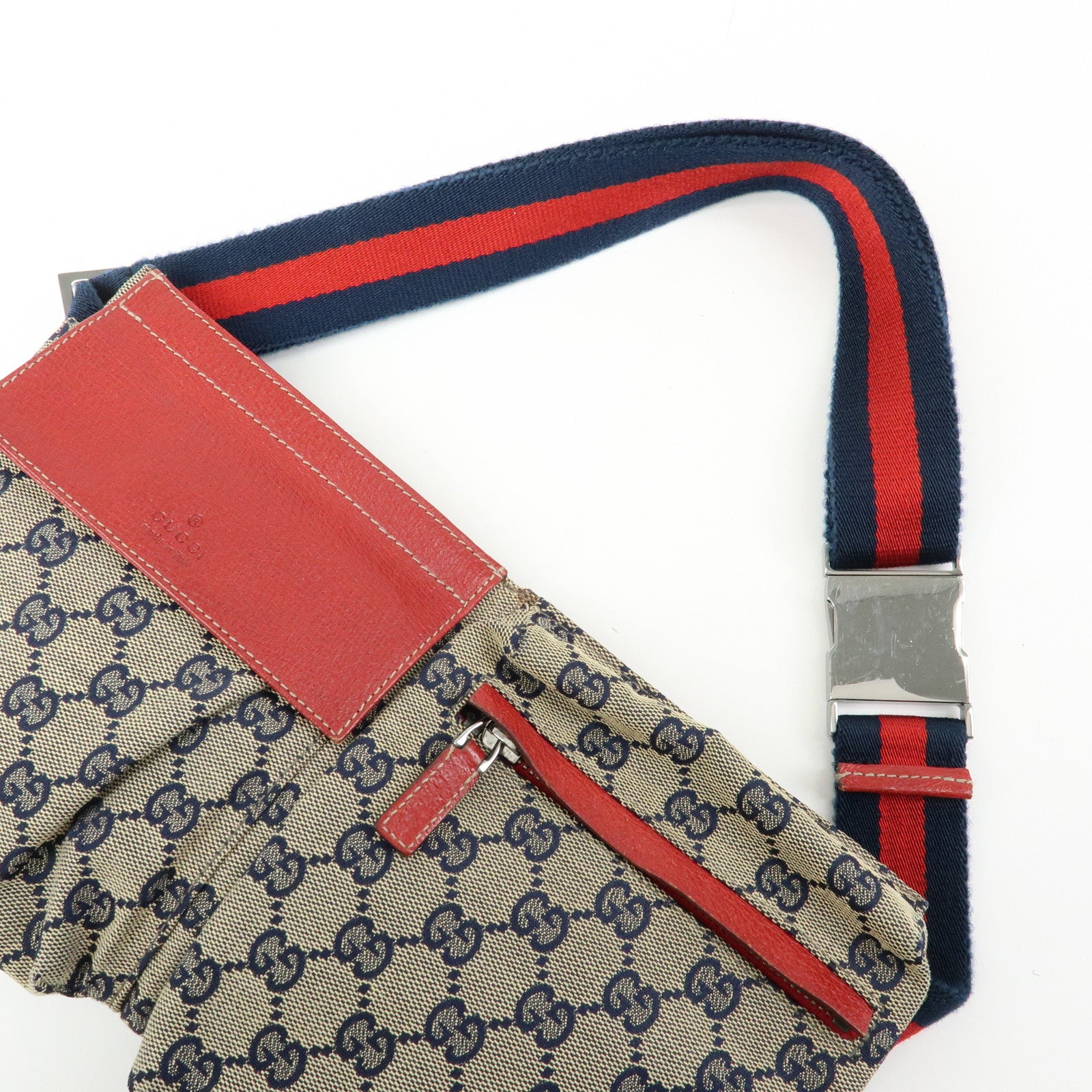 GUCCI Sherry GG Canvas Leather Waist Bag Crossbody Bag 28566