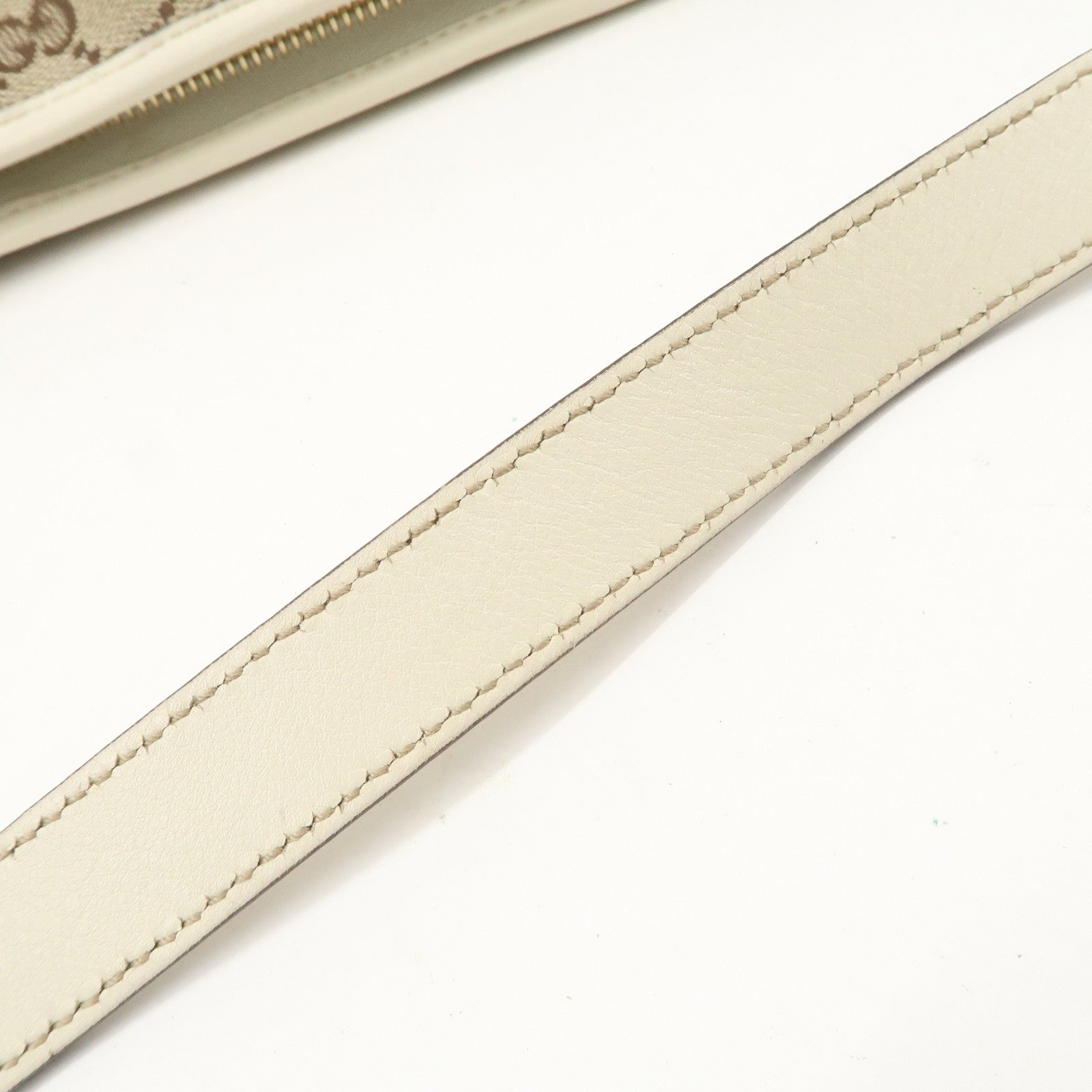 GUCCI Interlocking G GG Canvas Leather Shoulder Bag Beige 16998 Used