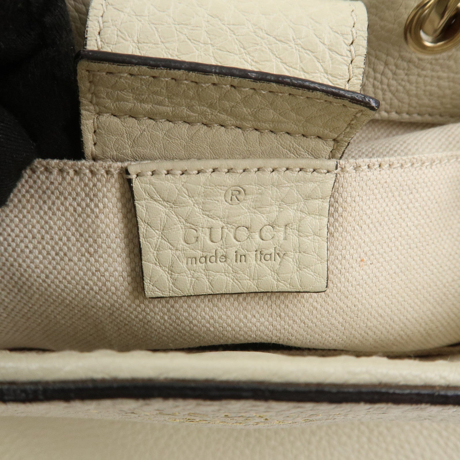 GUCCI Bamboo Leather Mini Shopper 2Way Bag Hand Bag Ivory 368823