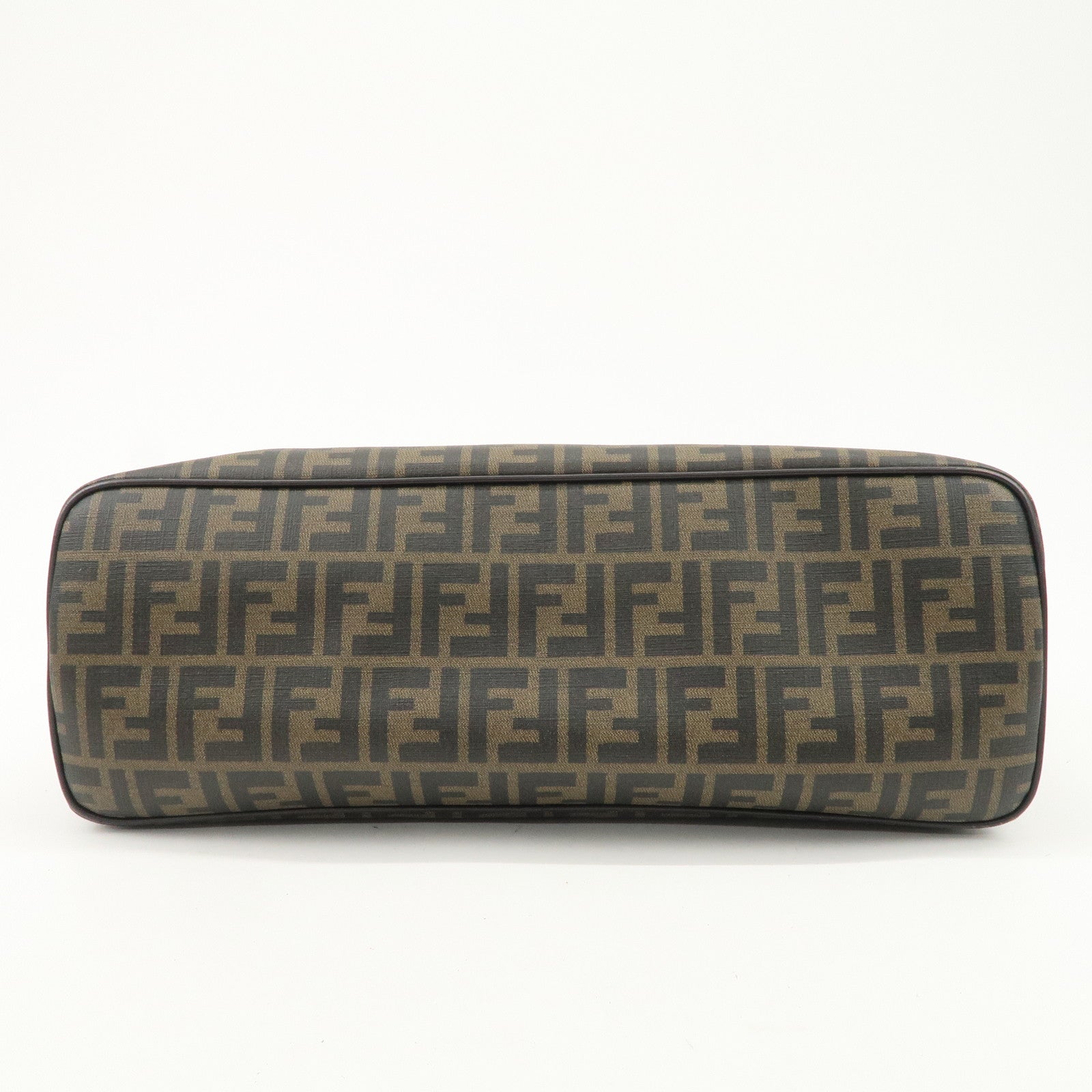 FENDI Zucca PVC Canvas Tote Bag Shoulder Bag Black Brown 7VA271