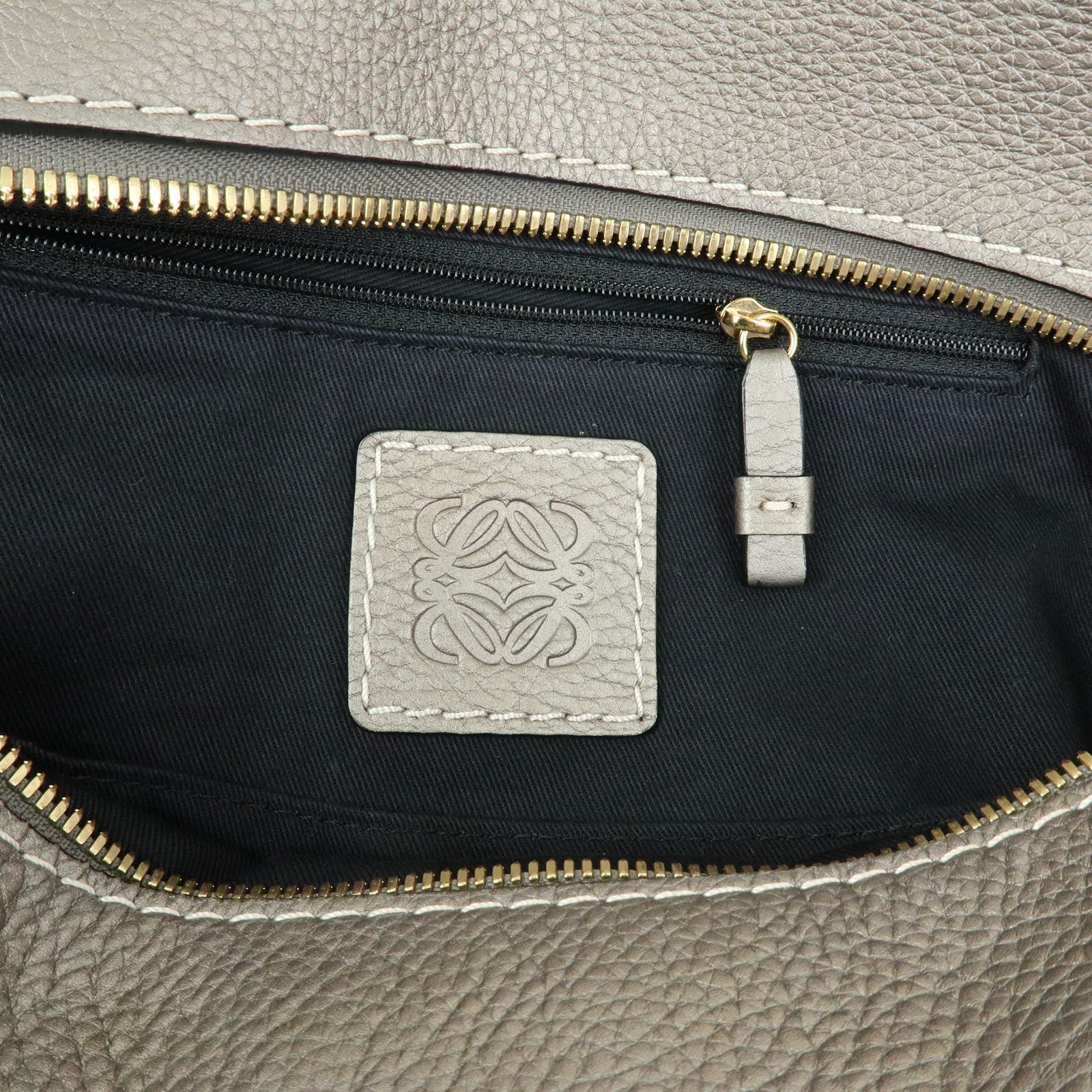 LOEWE New Road Line Repeat Anagram Canvas Calf Leather Hand Bag