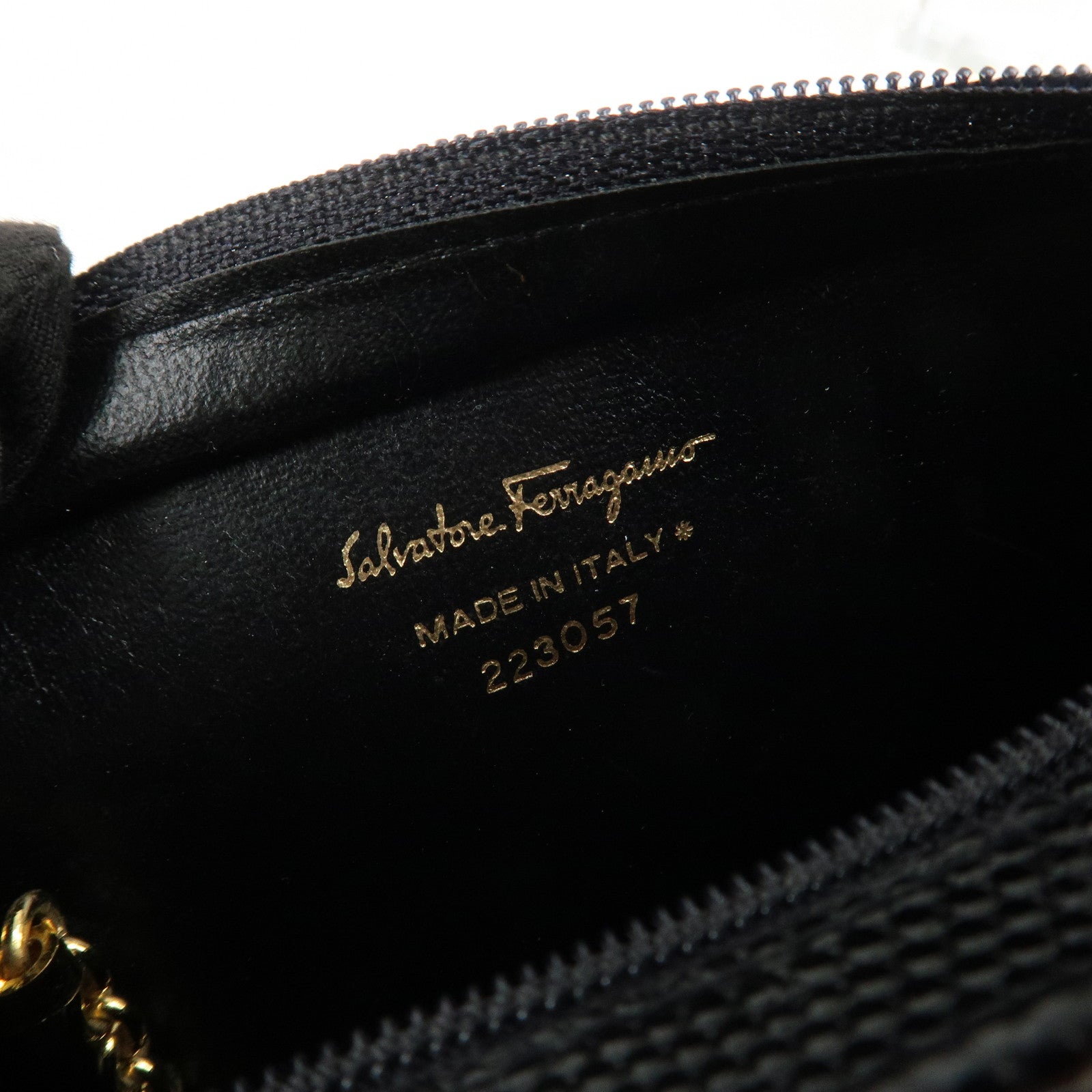 Ferragamo Set Of 2 Leather Nylon Pouch Black Purple Gold