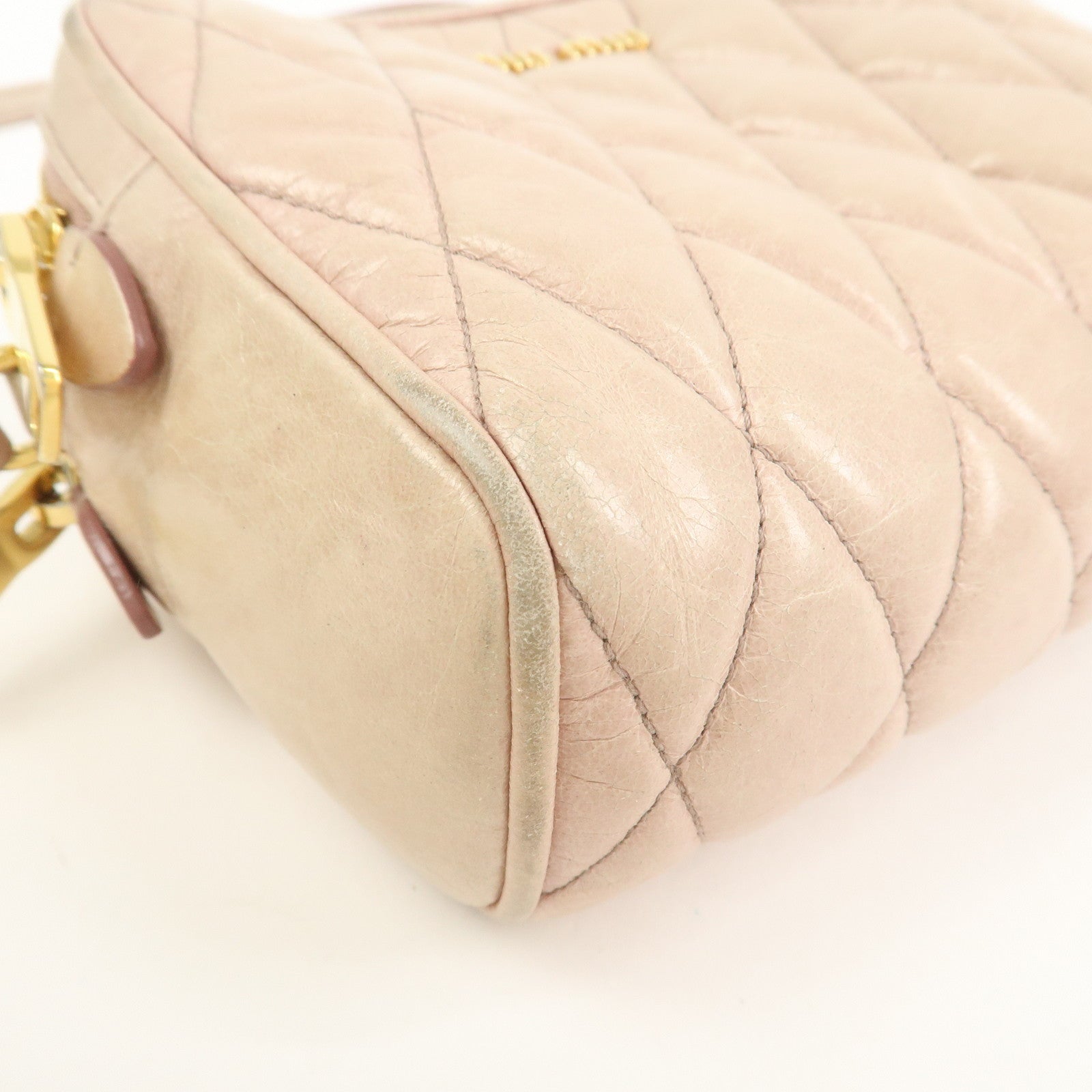 MIU MIU Leather Shoulder Bag Crossbody Bag Light Pink 5BH543