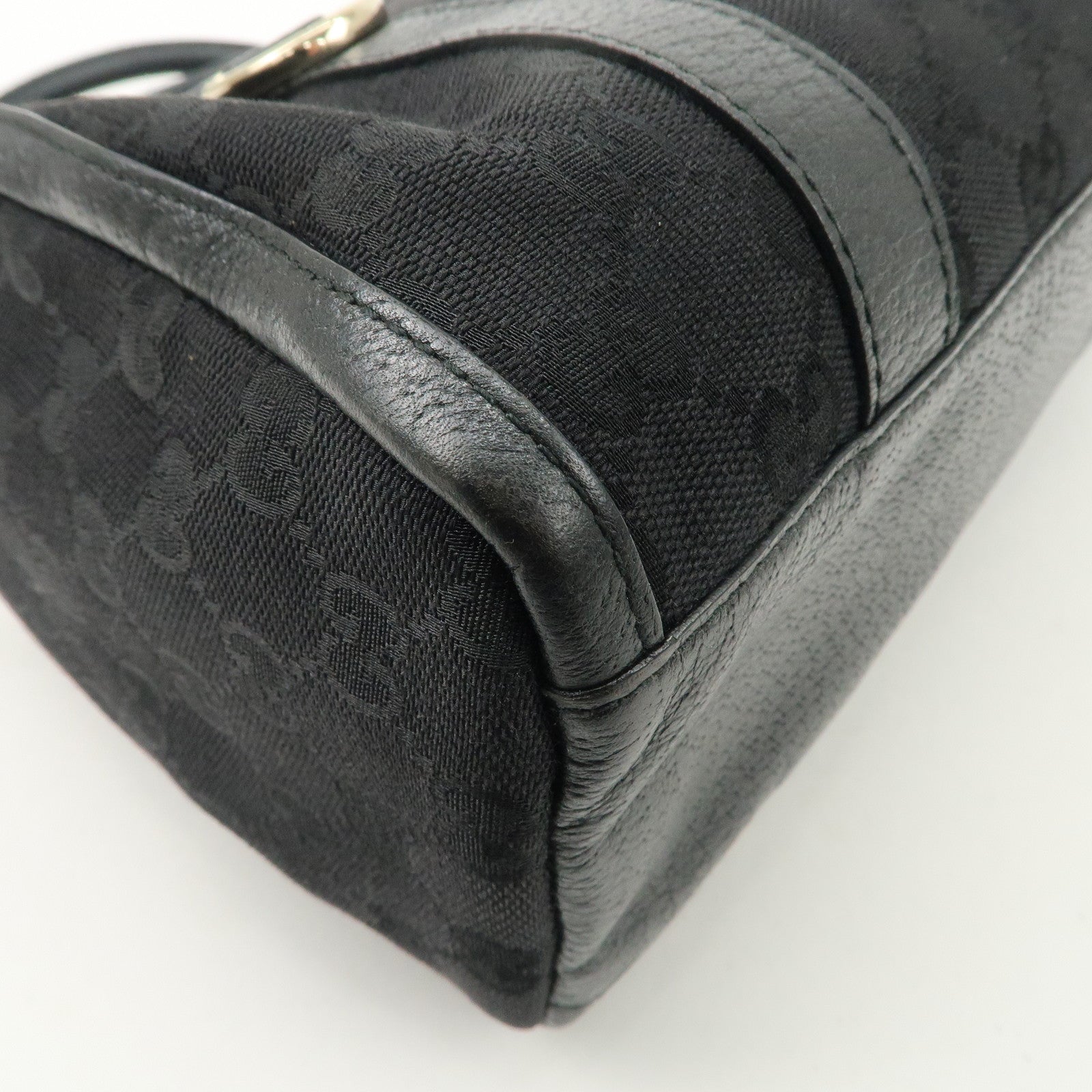 GUCCI Abbey GG Canvas Leather Boston Bag Hand Bag Black 130942 Used