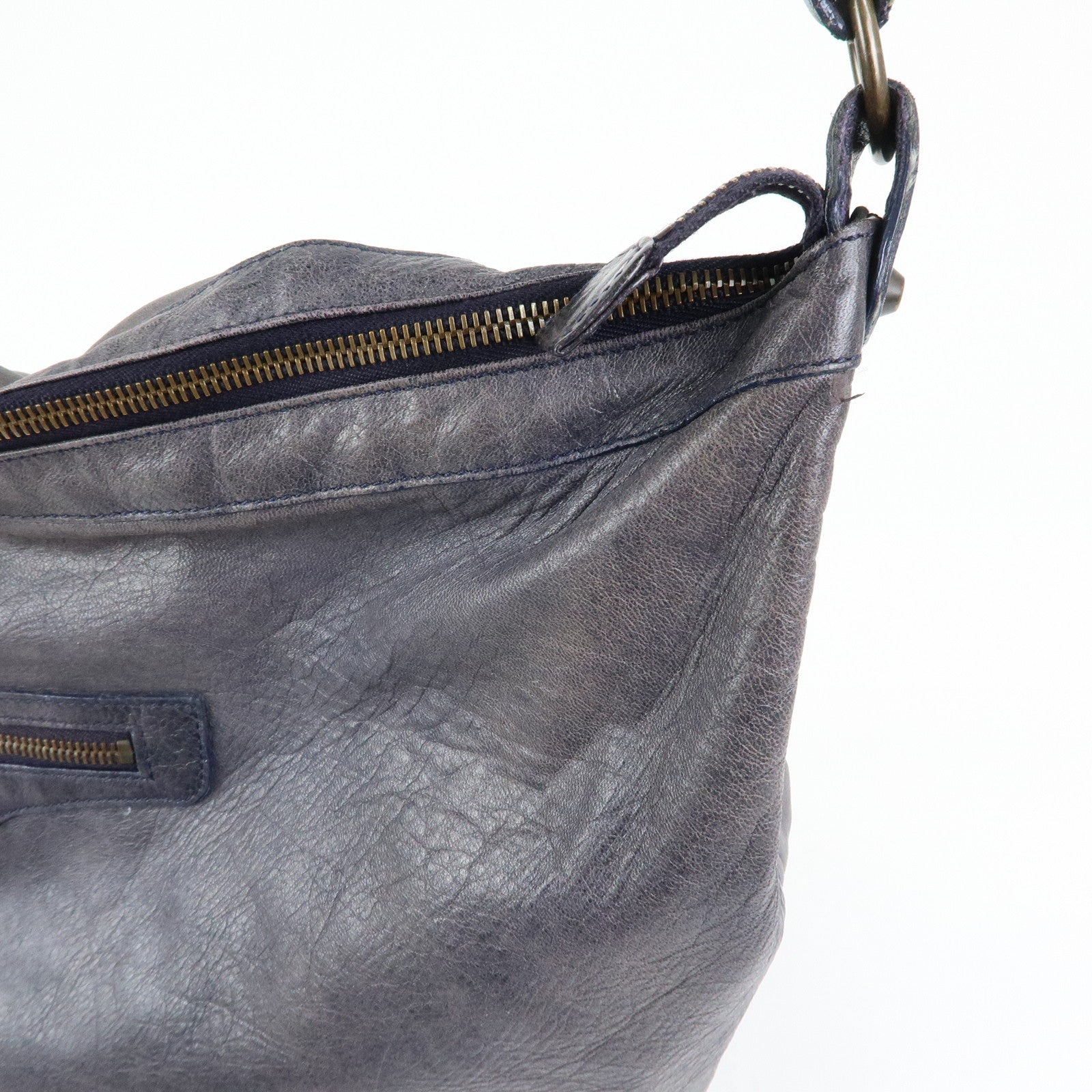 BALENCIAGA Classic Courier XL Leather Shoulder Bag Purple 159671
