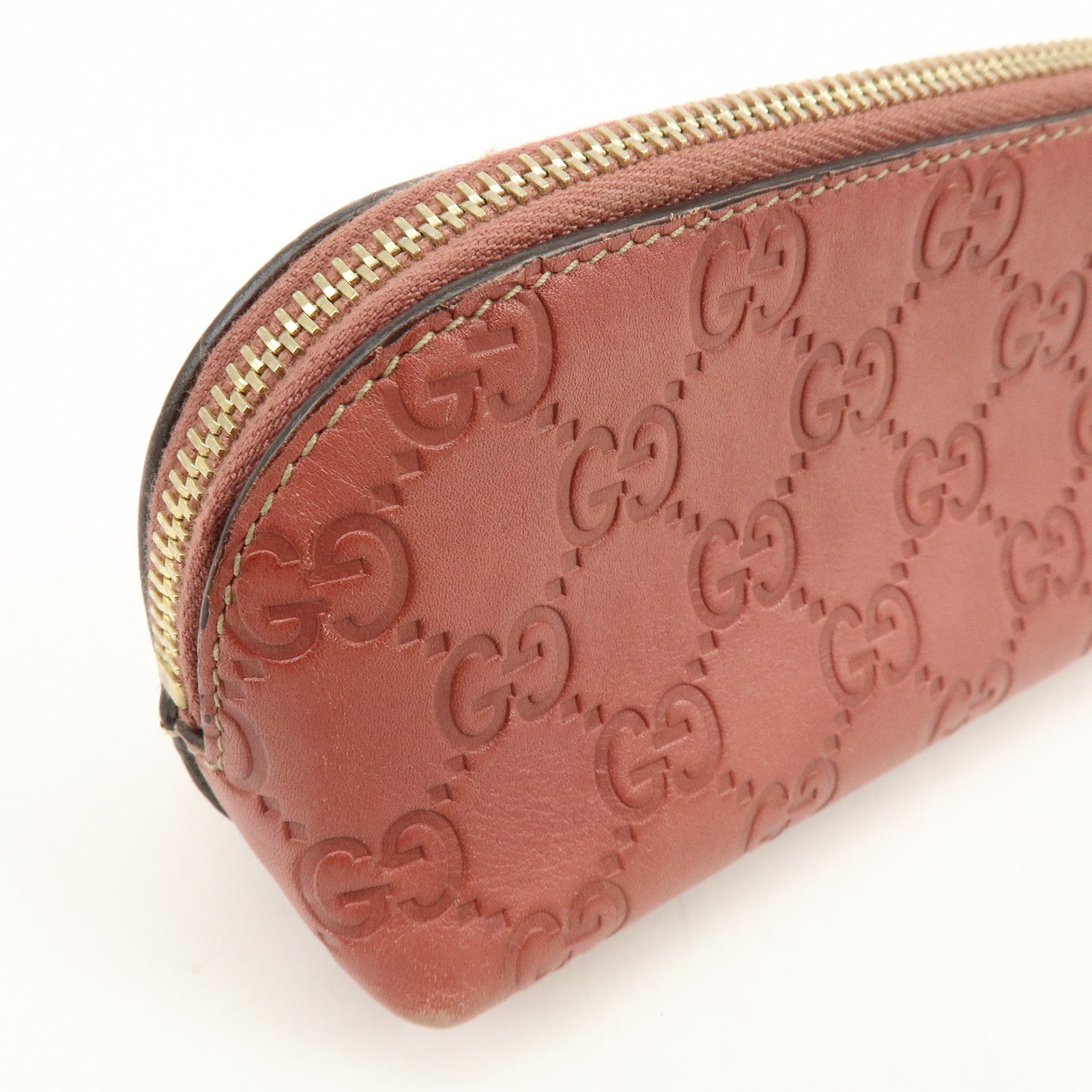 GUCCI Guccissima Leather Cosmetic Pouch Makeup Bag Rose Pink 141811