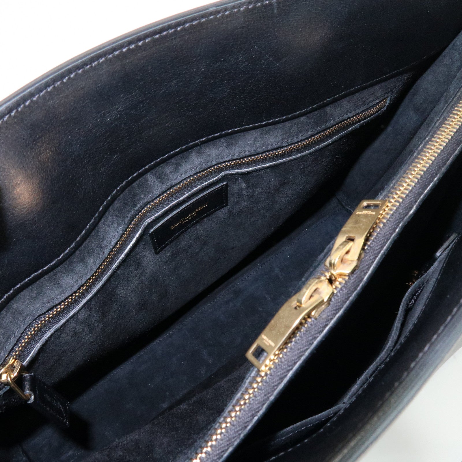 SAINT LAURENT Sac de Jour Logo Leather Tote Bag Hand Bag Black