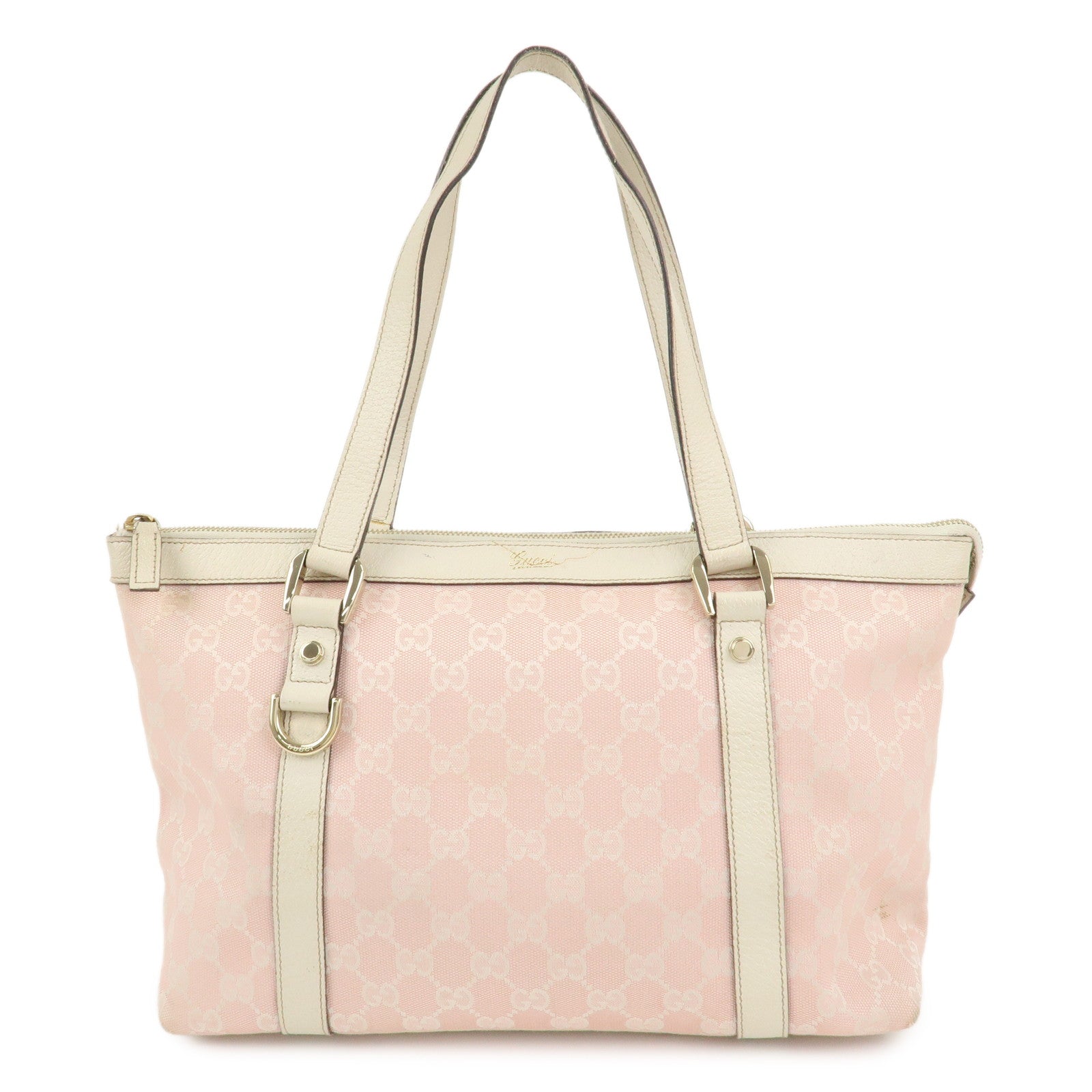 GUCCI Abbey GG Canvas Leather Tote Bag Shoulder Bag Pink 141470