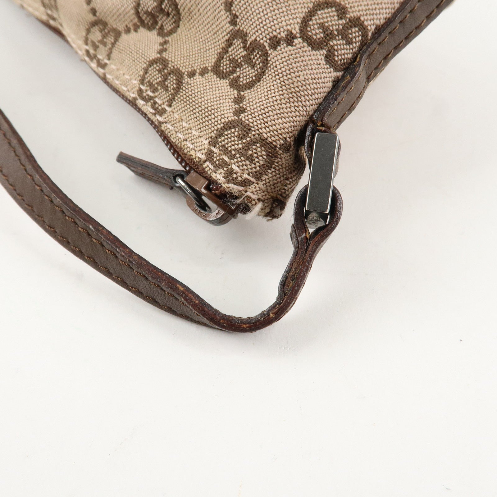 GUCCI GG Canvas Leather Canvas Accessory Pouch 039.1103.2123 Used