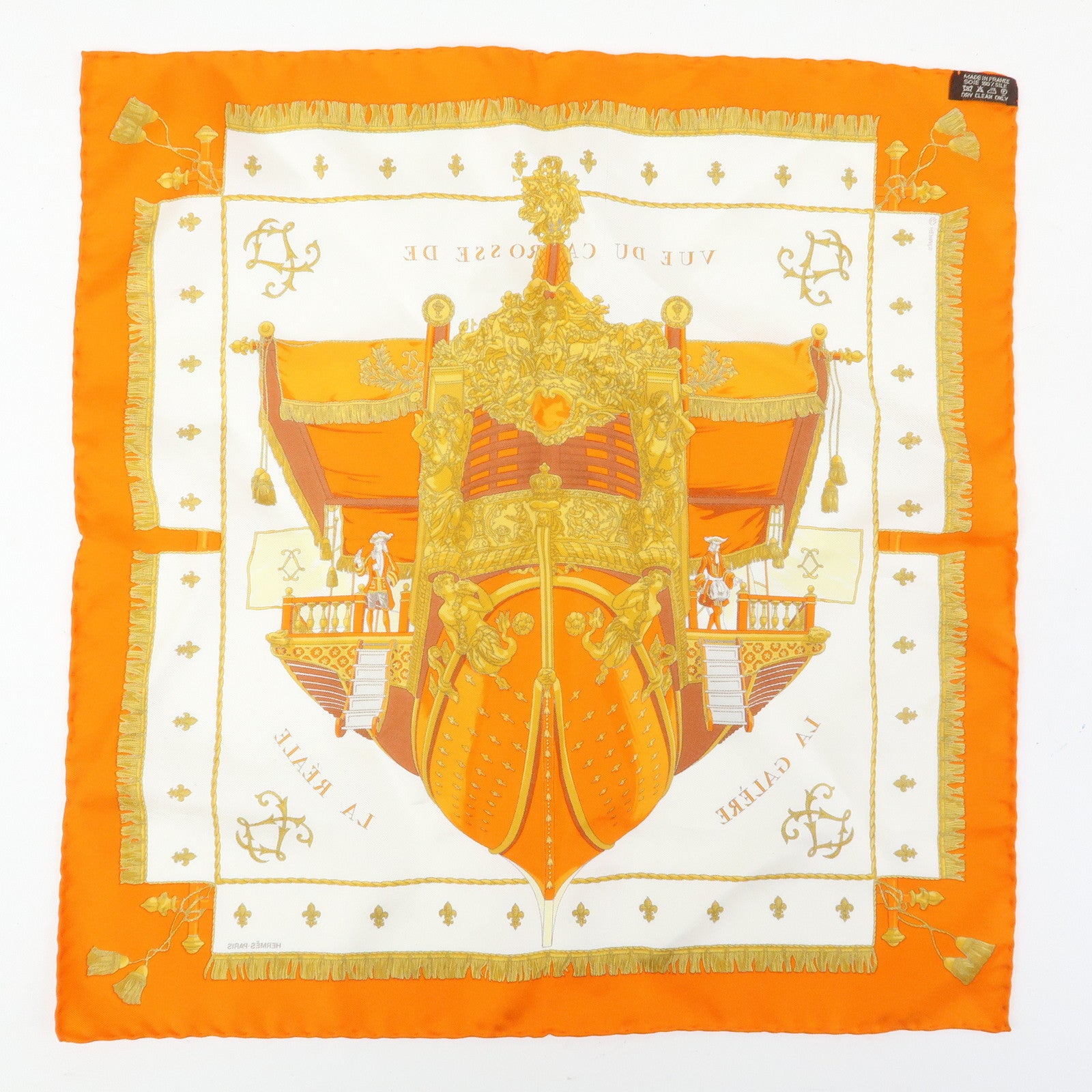 HERMES Carre 45 Silk 100% Scarf VUE DU CAROSSE LA GALERE LA REALE