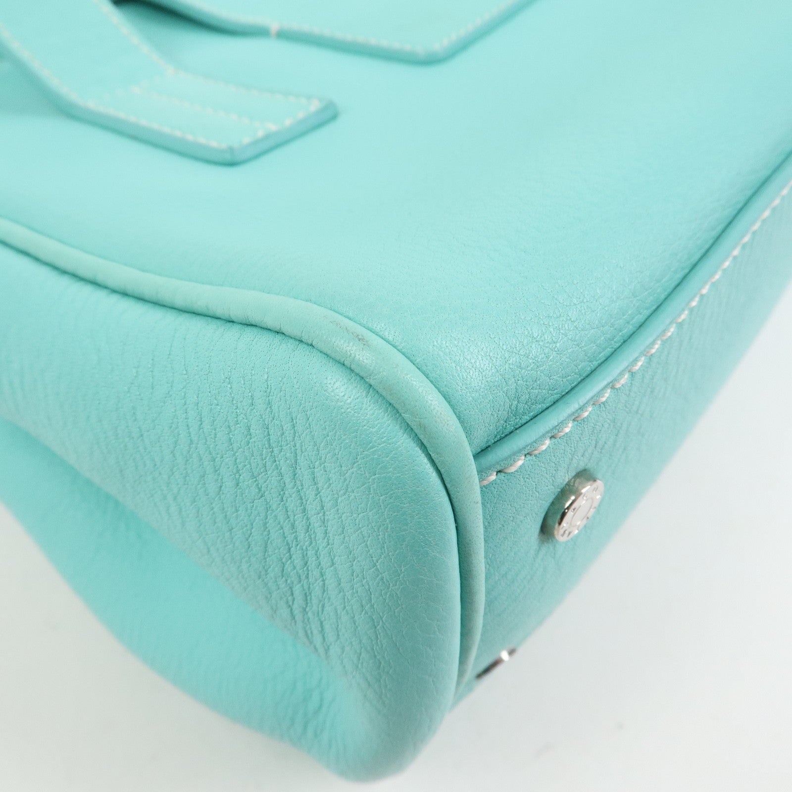 Tiffany & Co Manhattan Leather Hand Bag Tiffany Light Blue