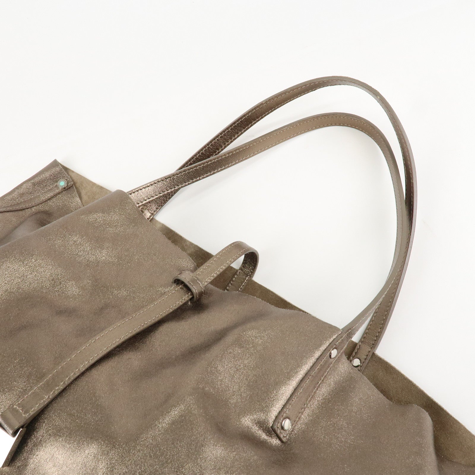 Tiffany&Co. Leather Reversible Tote Bag Gold Used