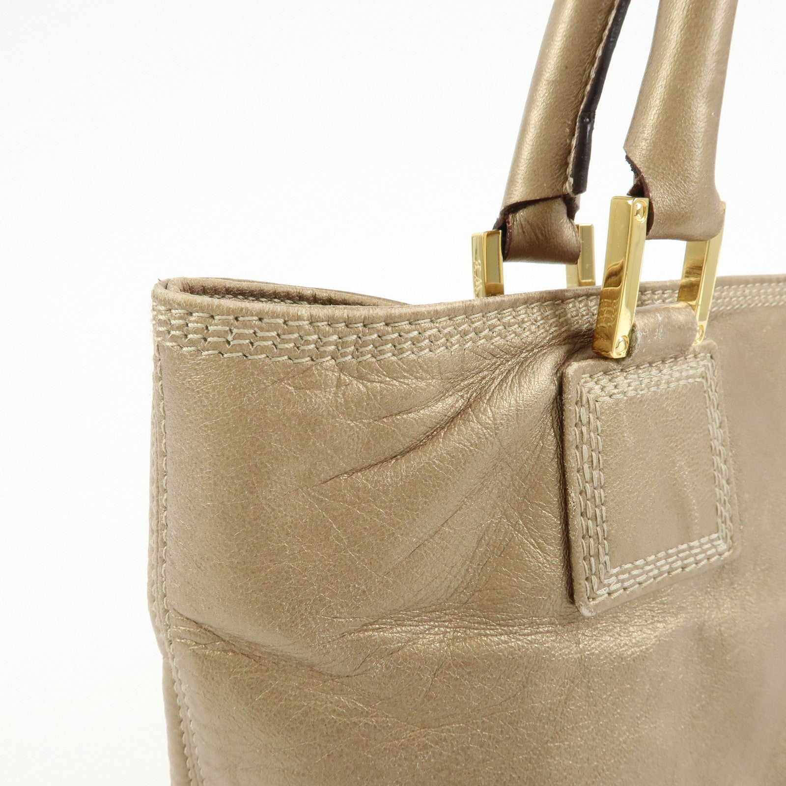 LOEWE Anagram Nappa Leather Tote Bag Hand Bag Gold