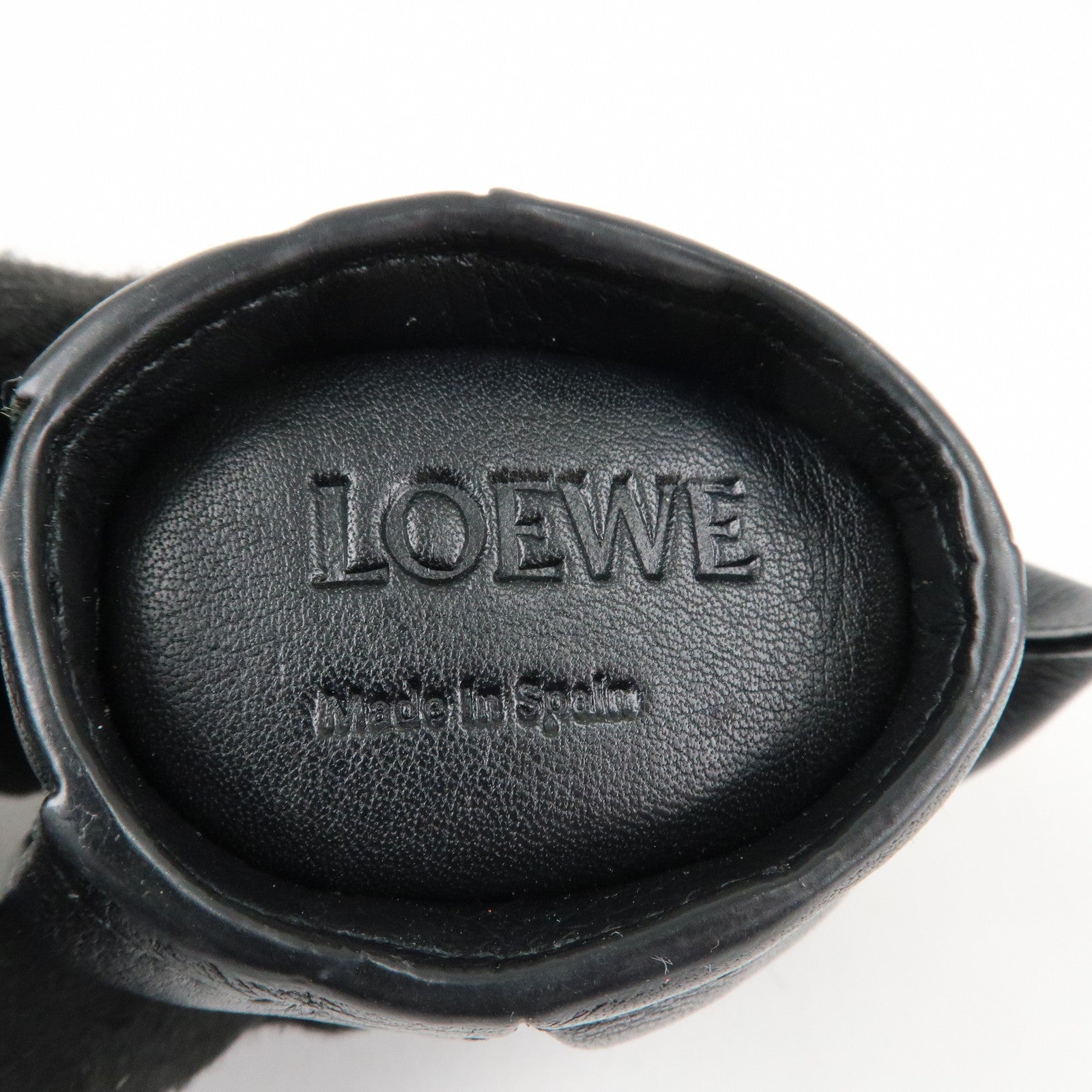 LOEWE Calf Skin Animal Coin Case Elephant Charm Black Used