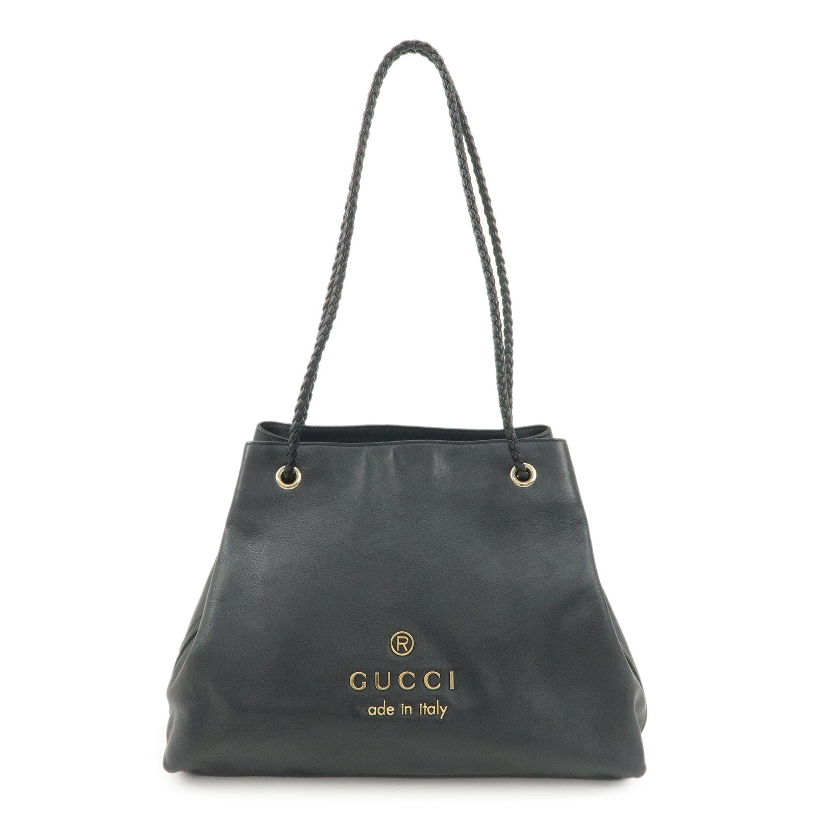 GUCCI Leather Tote Bag Shoulder Bag Black 419689 Used