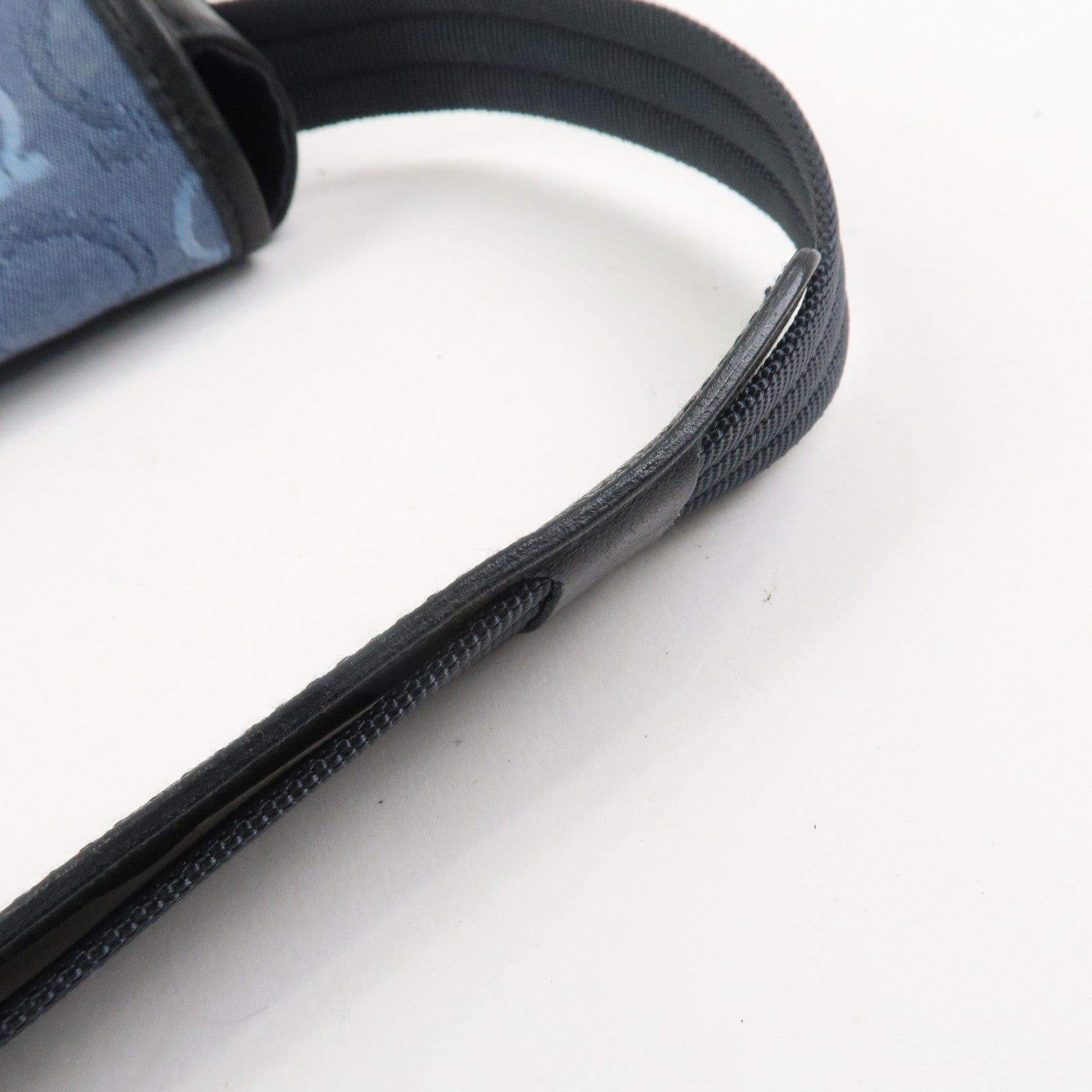 Ferragamo Gancini Canvas Leather Shoulder Bag Navy Black