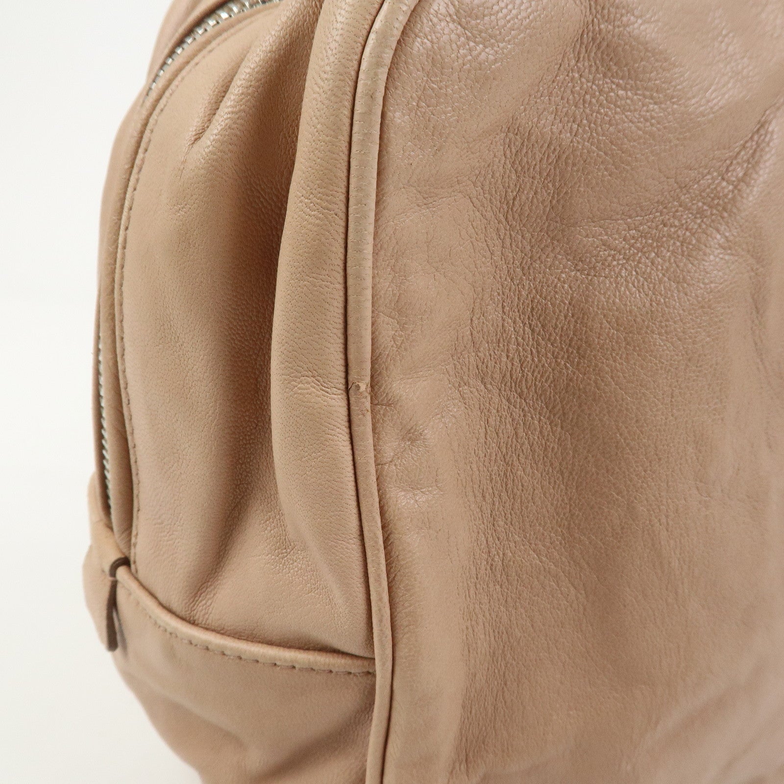 PRADA Logo Leather Hand Bag Shoulder Bag Pink Beige BL094F