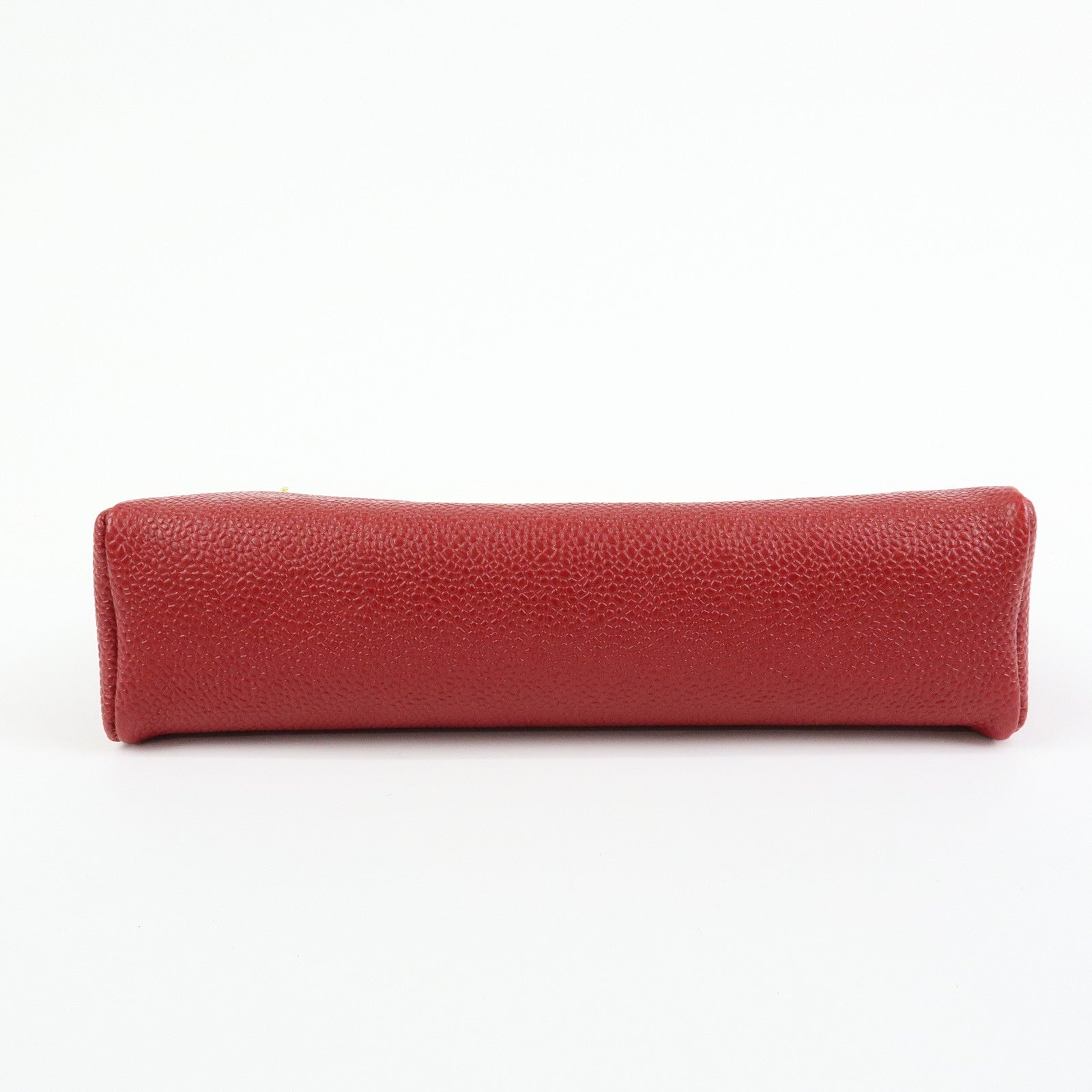 CHANEL COCO Mark Caviarskin Cosmetic Case Makeup Bag Pouch Red