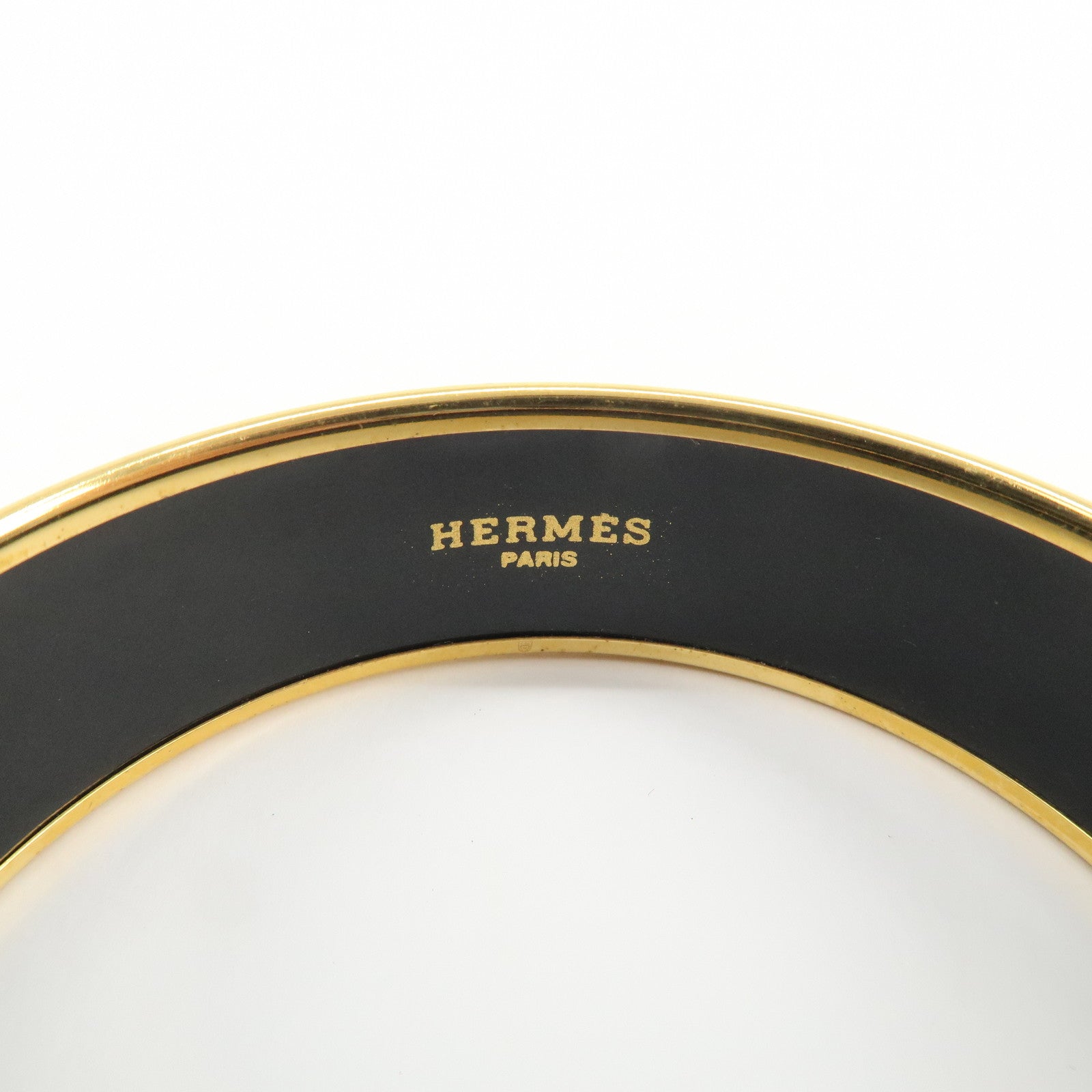 HERMES Email GM Animal Gold Plated Bangle Bracelet Green Gold