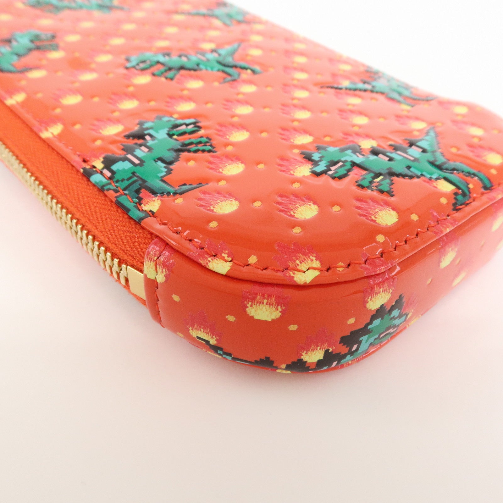 Christian Dior Dinosaur Motif Patent Leather Hand Bag Shoulder Bag