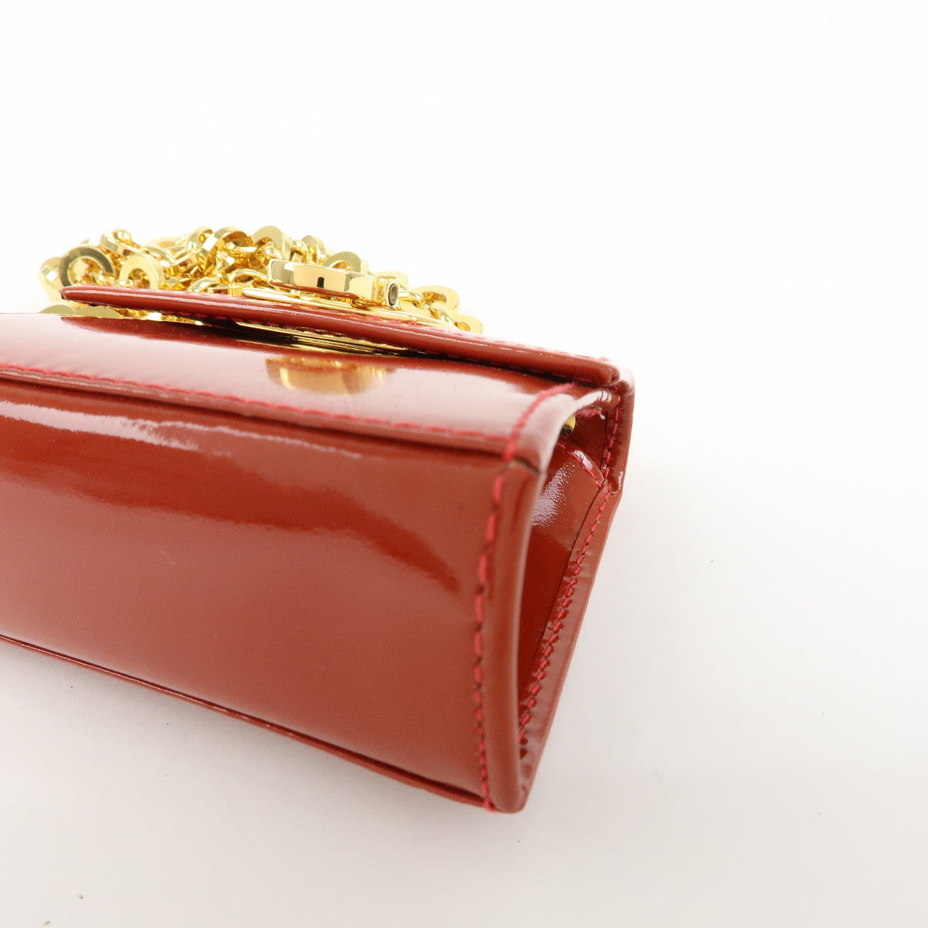 Ferragamo Gancini Patent Leather Chain Shoulder Crossbody Bag Red