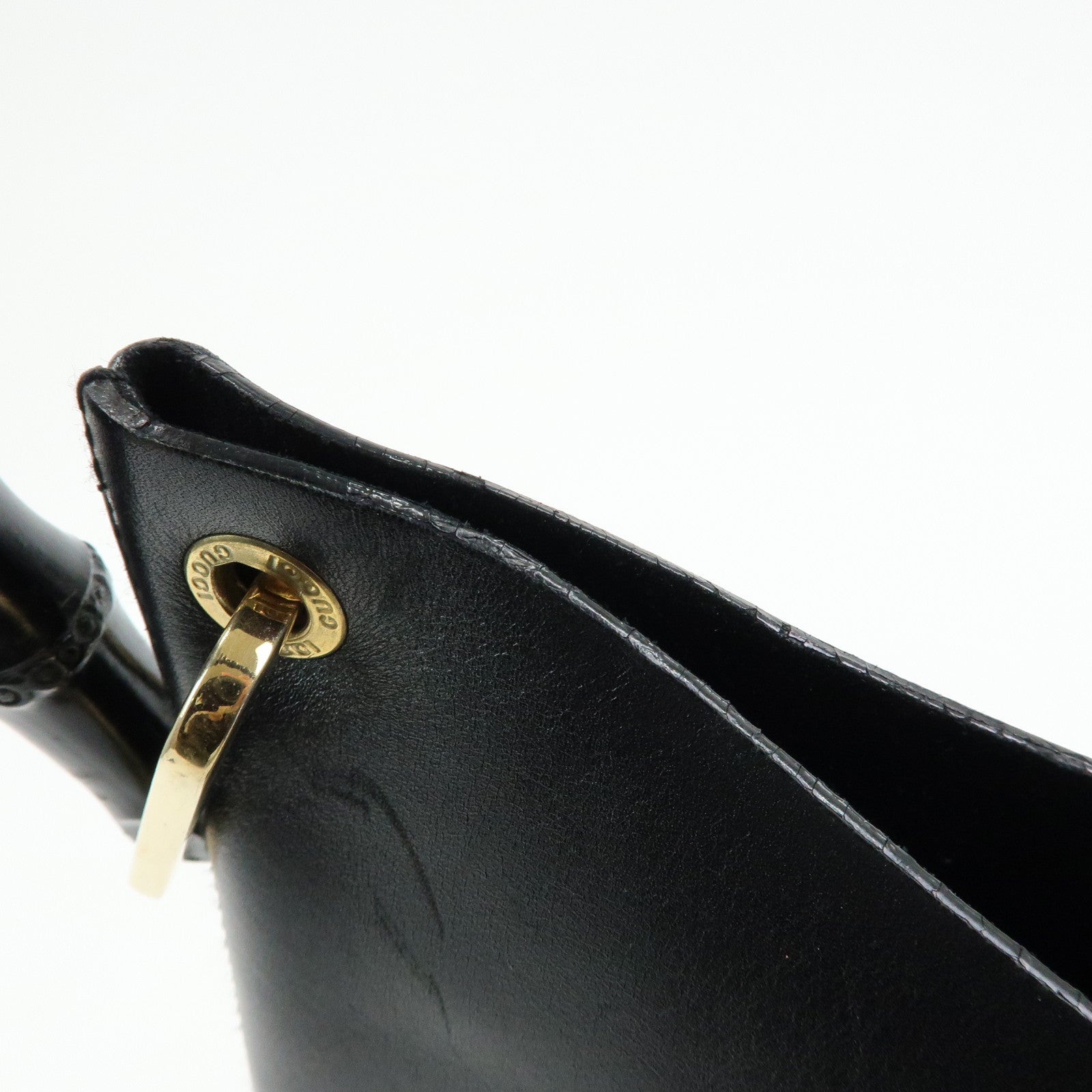 GUCCI Bamboo Leather Shoulder Bag Black 001・1553・1880