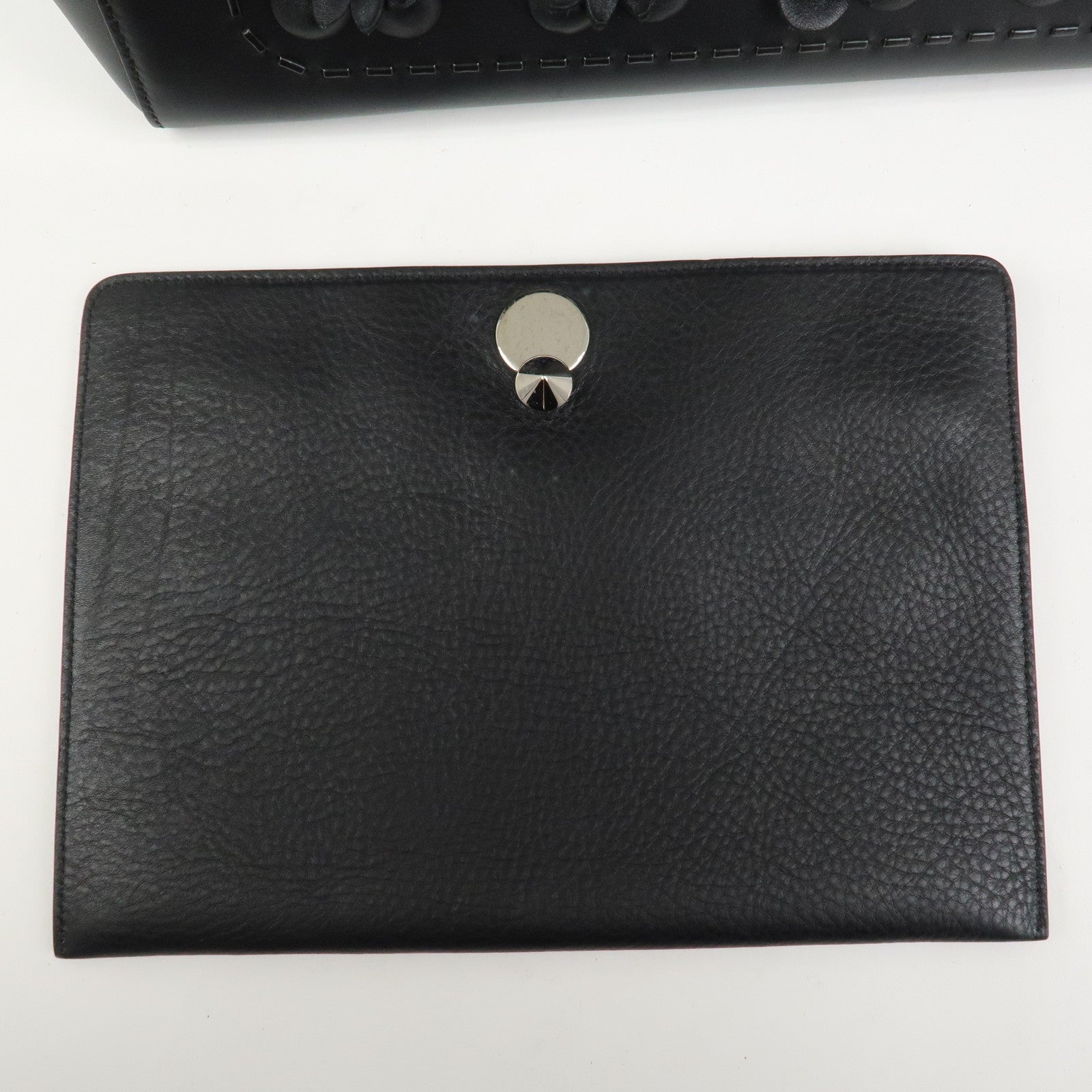 FENDI Dotcom Leather 2WAY Bag Hand Bag Shoulder Bag Black 8BN293