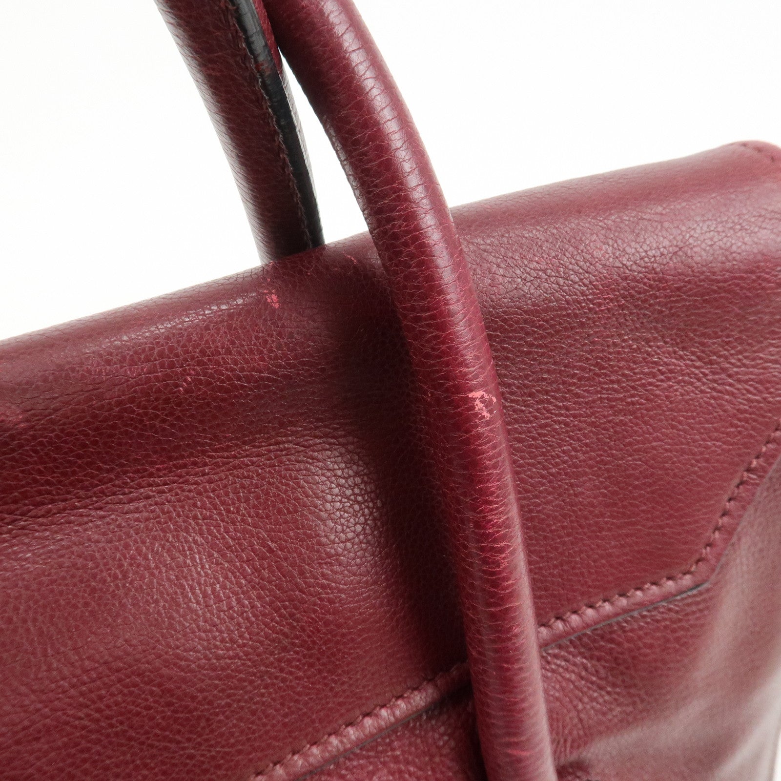 PRADA Leather 2Way Bag Flap Tote Bag Hand Bag Bordeaux