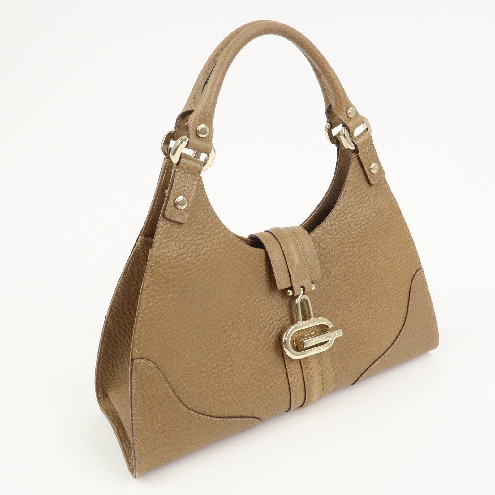 GUCCI Leather Shoulder Bag Hand Bag Brown 130995