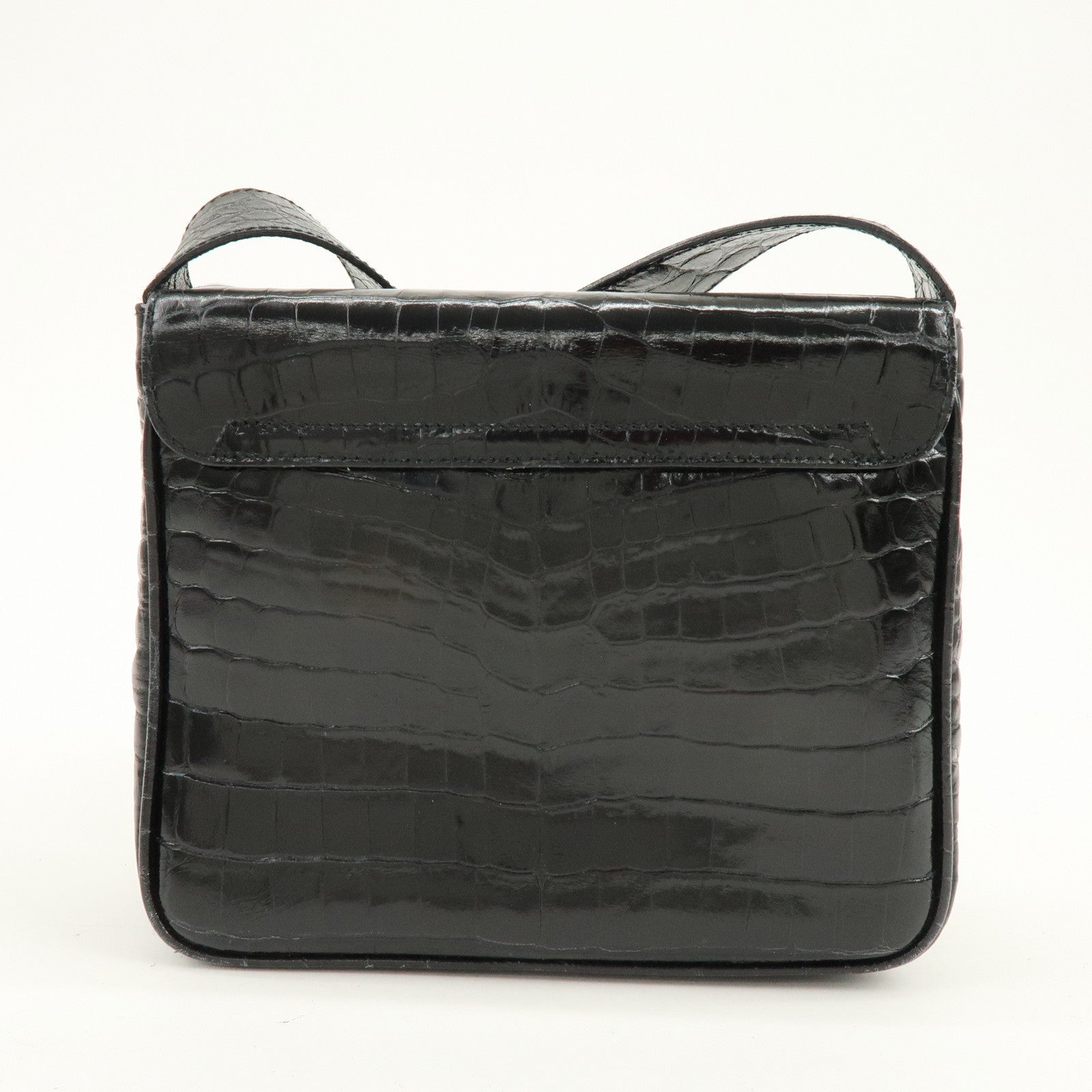 Ferragamo Gancini Embossed Leather Shoulder Bag Crossbody Bag Black