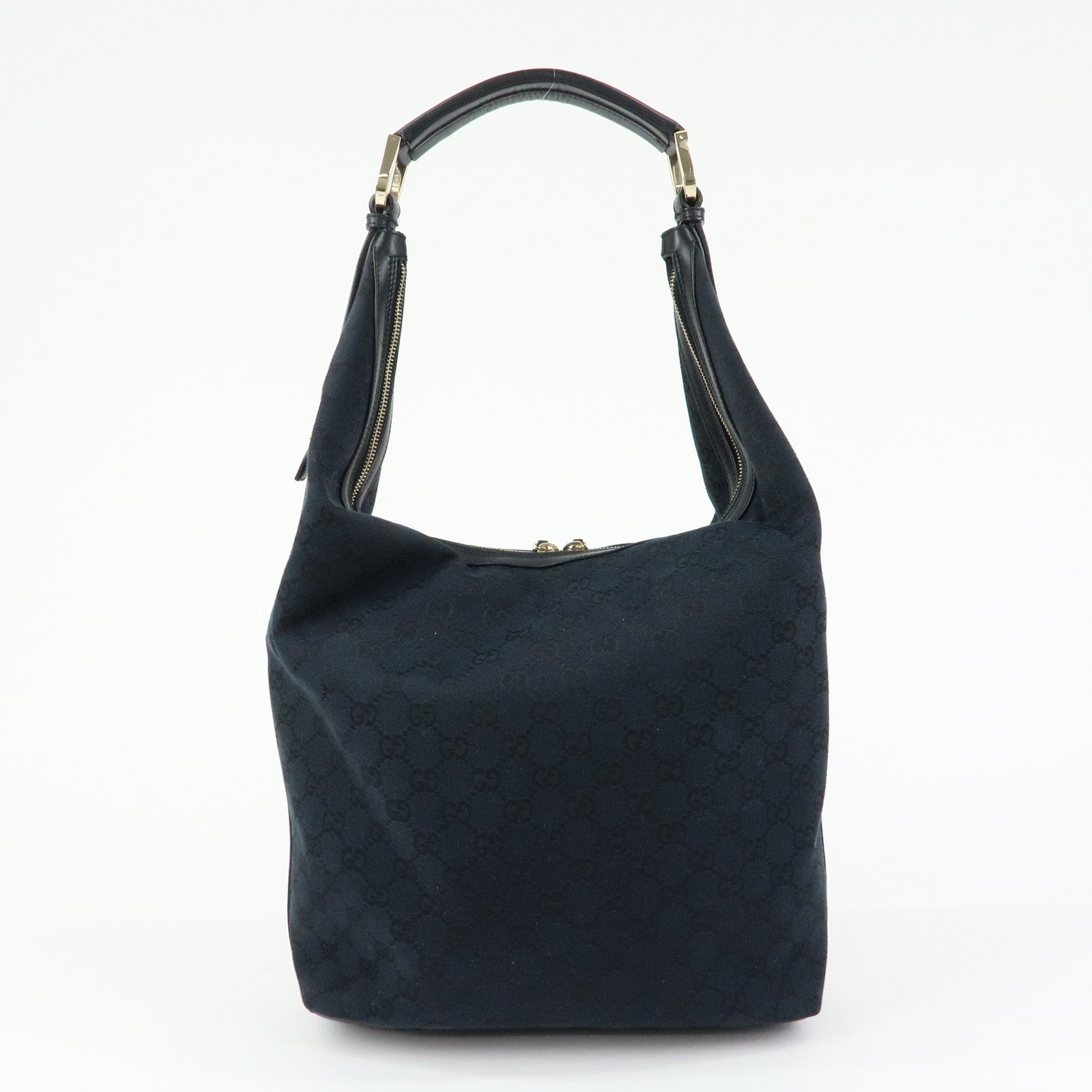 GUCCI GG Canvas Leather Shoulder Bag Hand Bag Black 001.4287