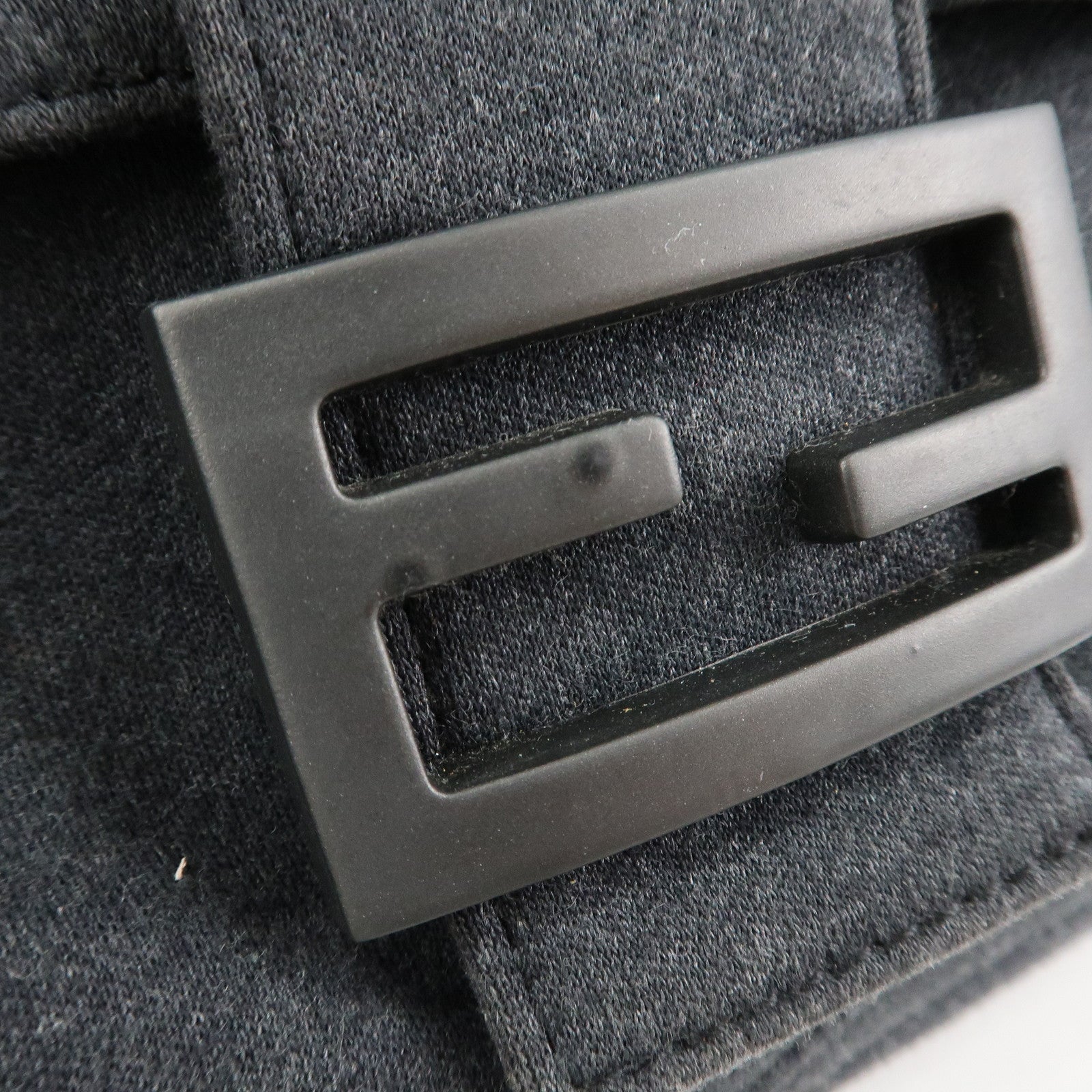 FENDI Mamma Baguette Cotton Shoulder Bag Hand Bag Gray 26325