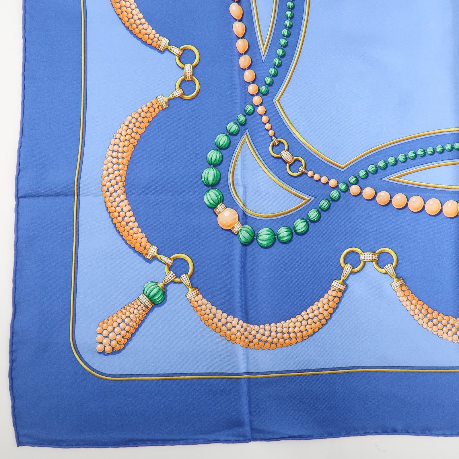 Cartier Must de Cartier Must Line Silk100% Scarf Multicolor Blue Used